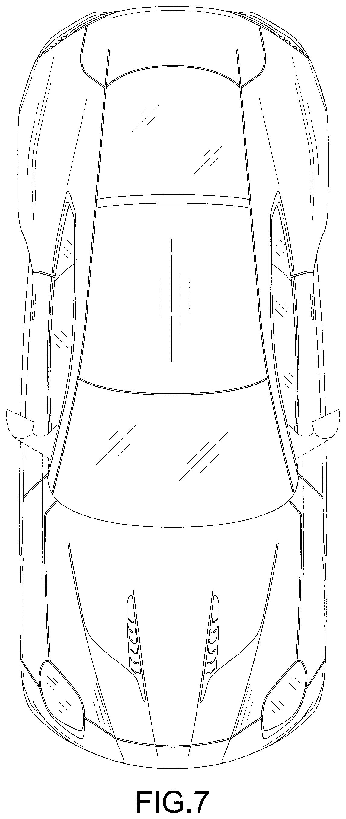 Patent USD1123720 Figure 7 – Automobile or replica thereof