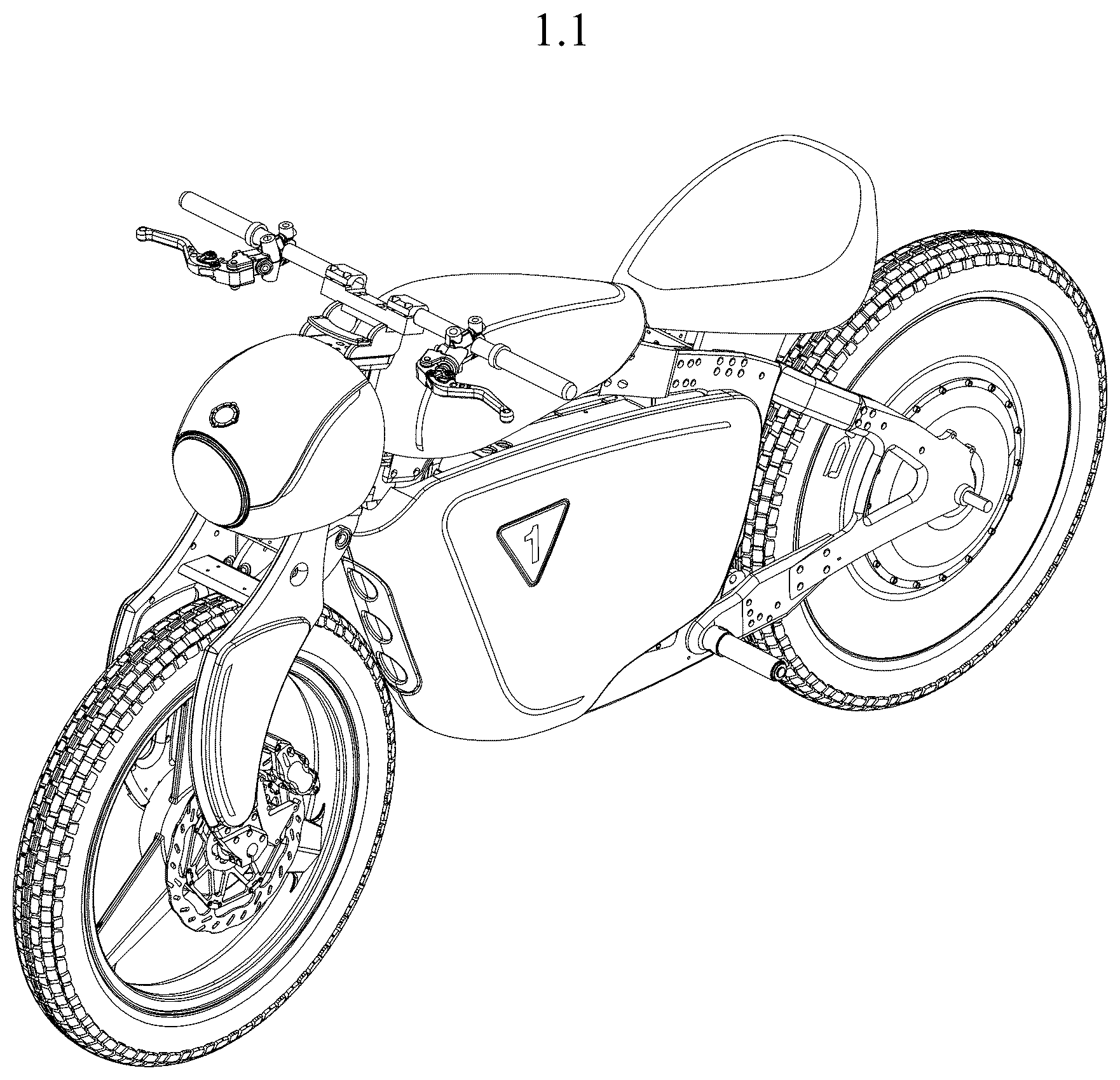 Patent USD1123728 Figure 1 – Motorcycle