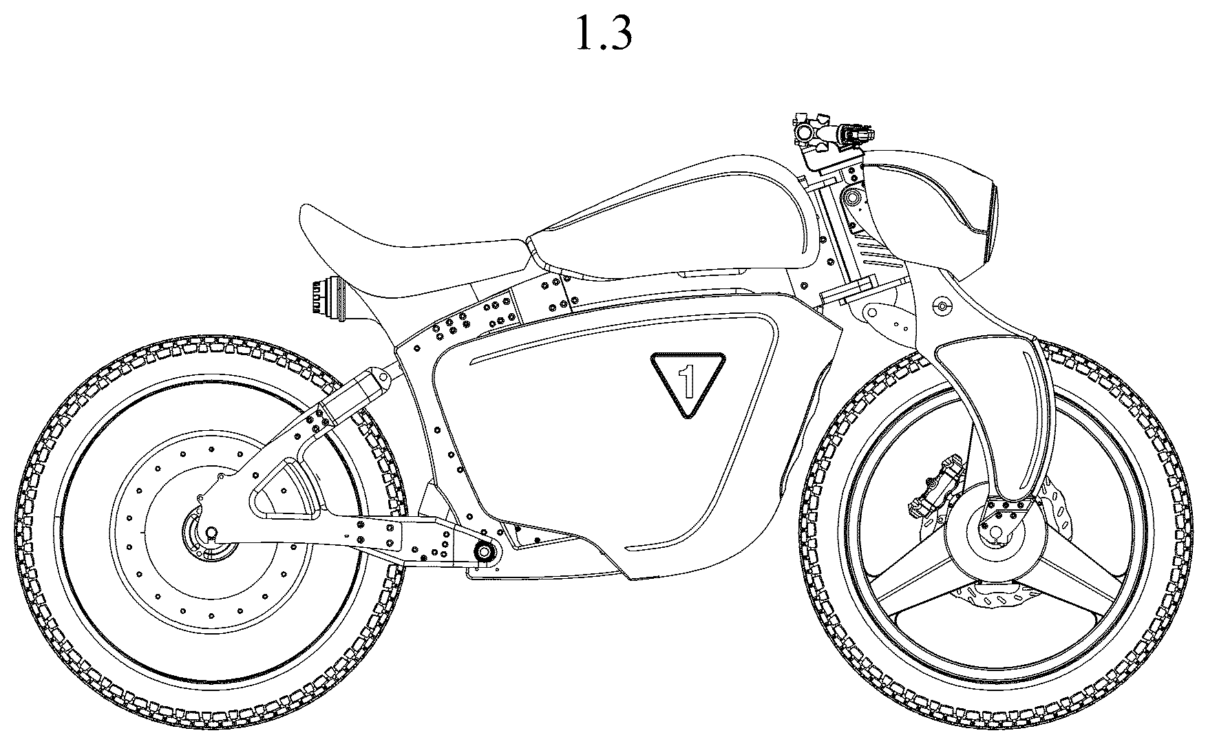 Patent USD1123728 Figure 3 – Motorcycle