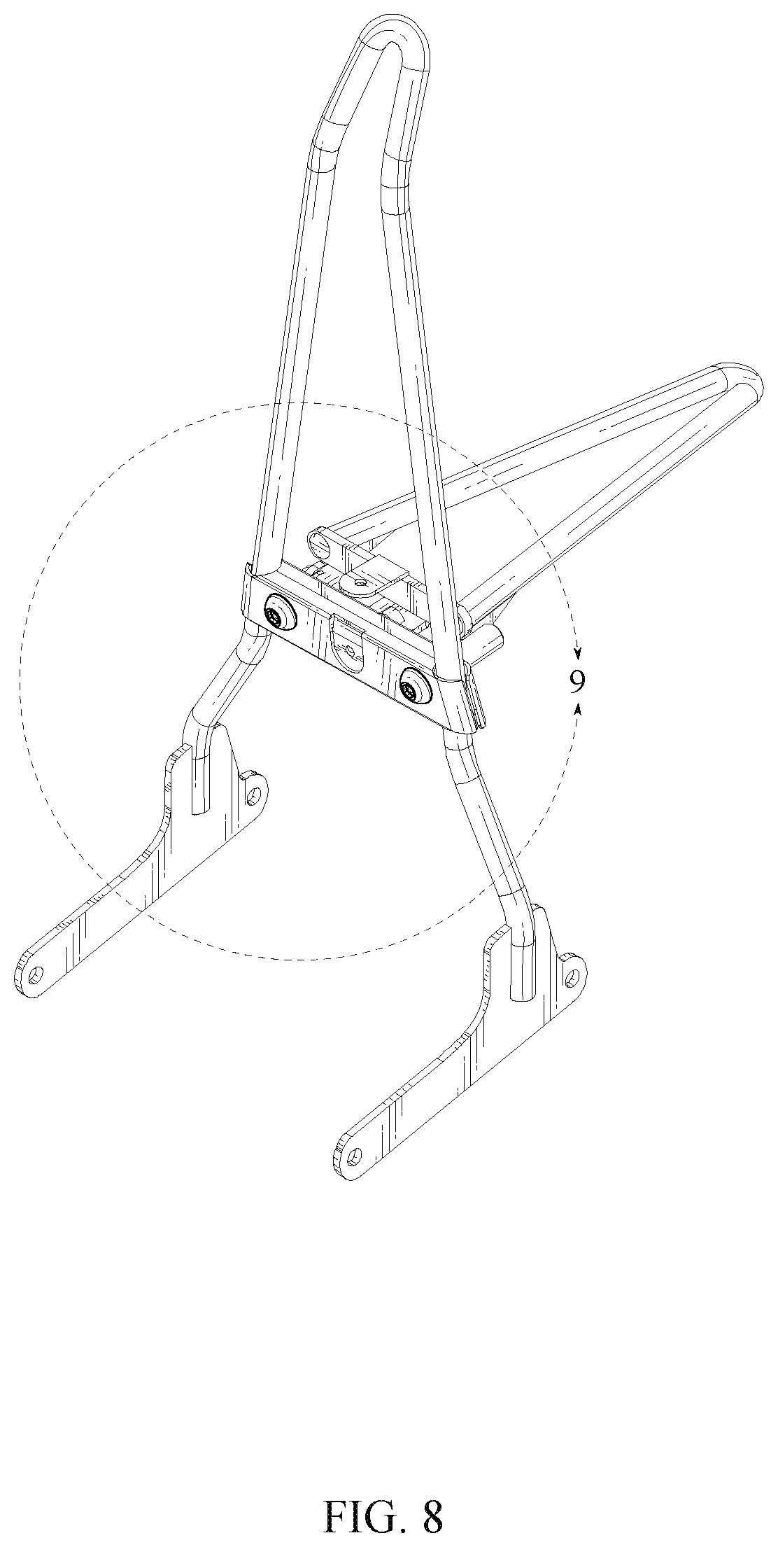 Patent USD1123732 Figure 8 – Foldable sissy bar