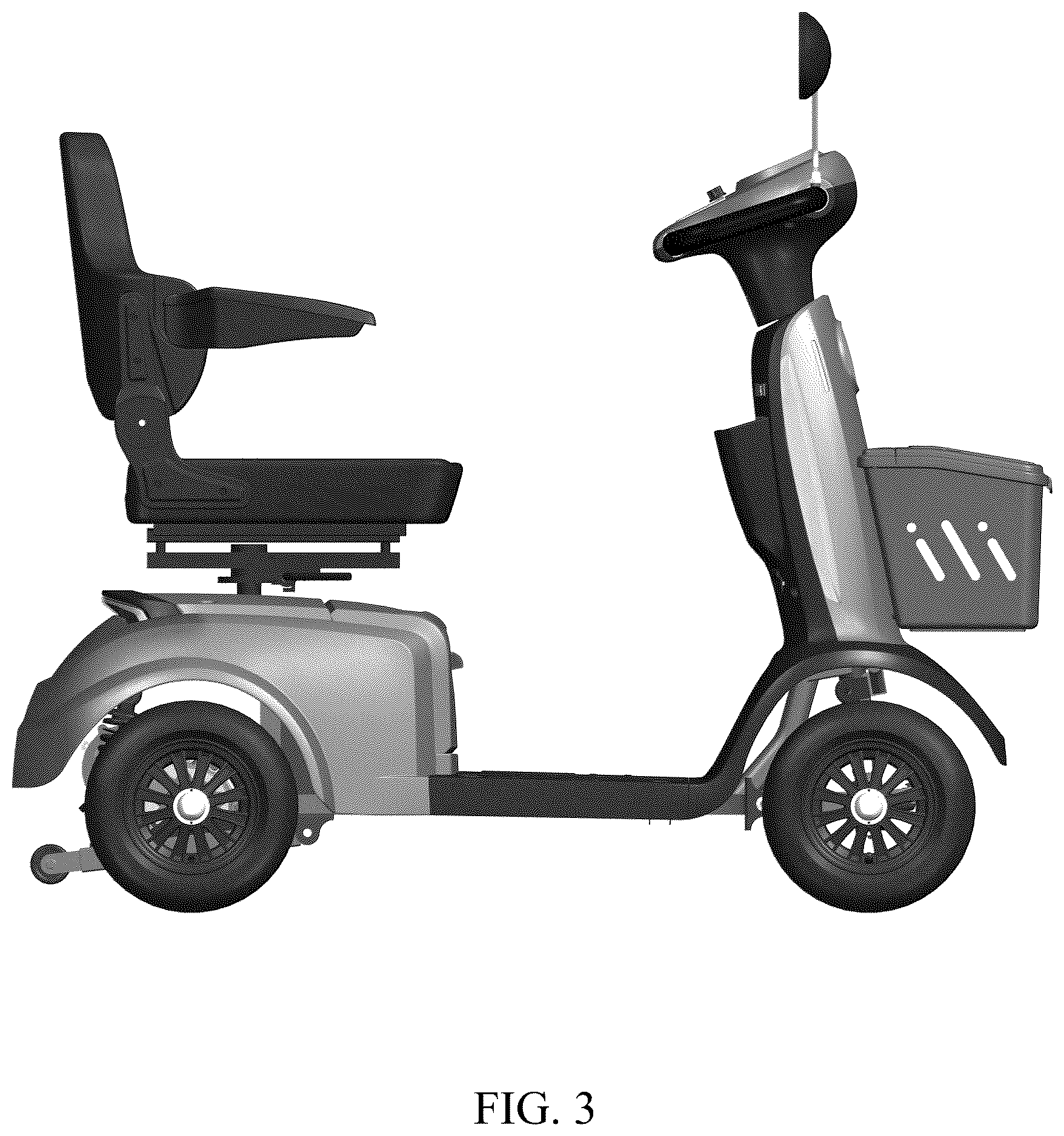 Patent USD1123736 Figure 3 – Four wheeled vehicle