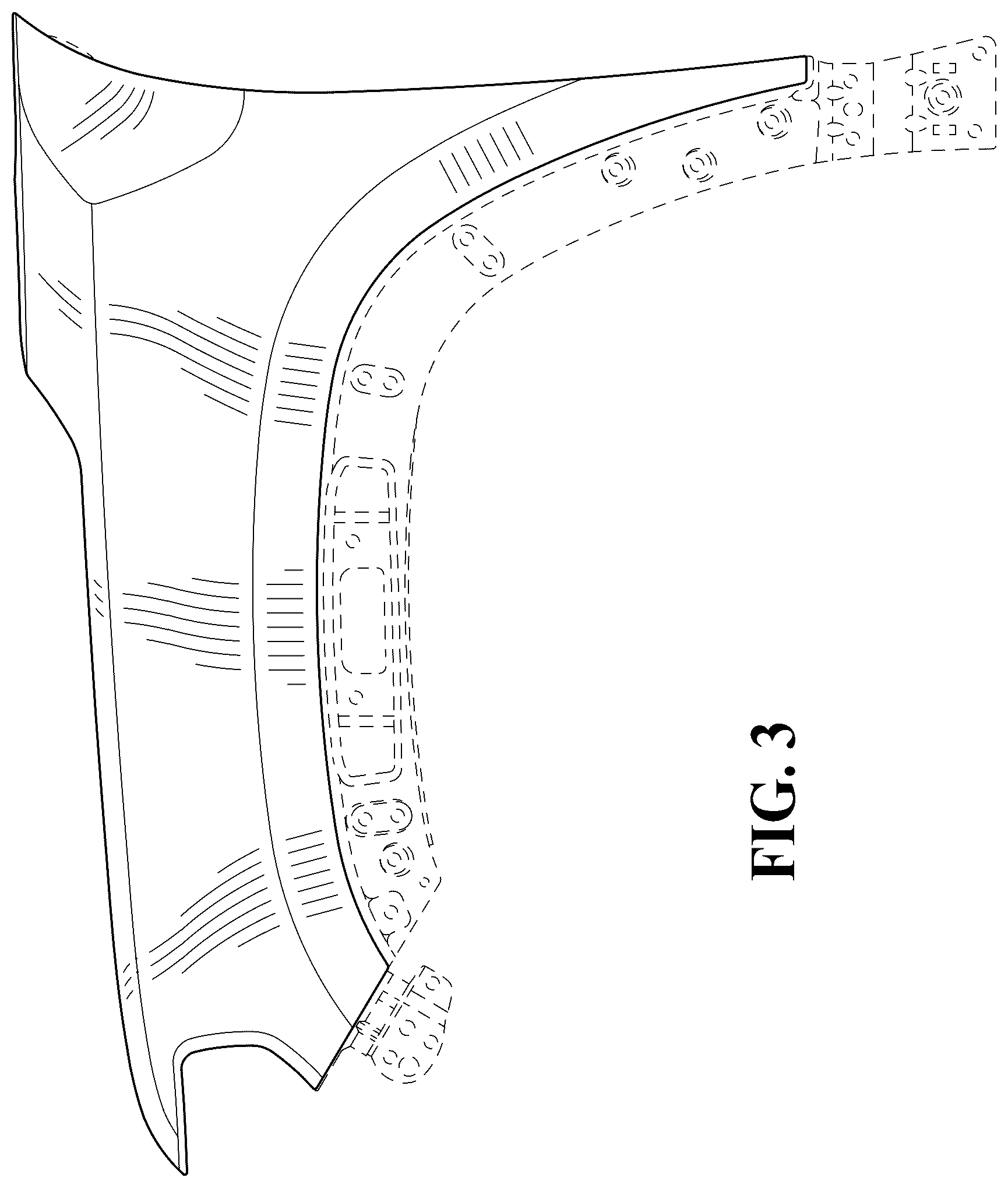 Patent USD1123761 Figure 3 – Vehicle fender