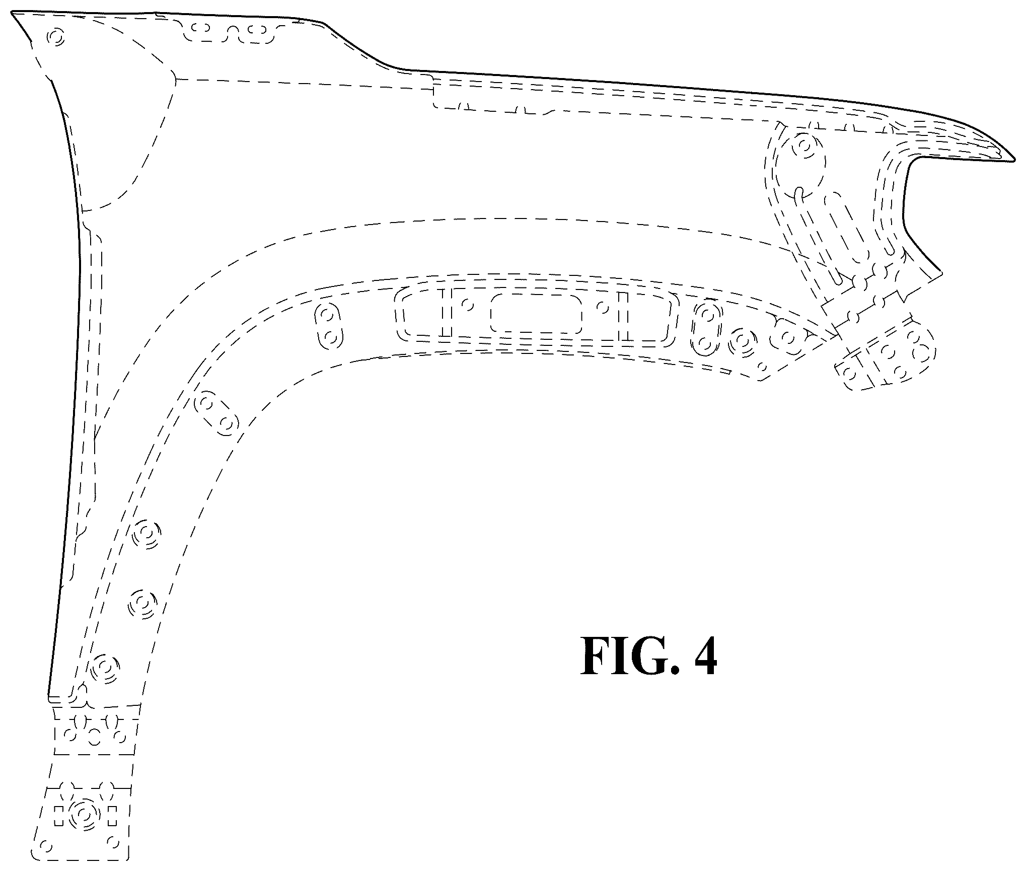 Patent USD1123761 Figure 4 – Vehicle fender