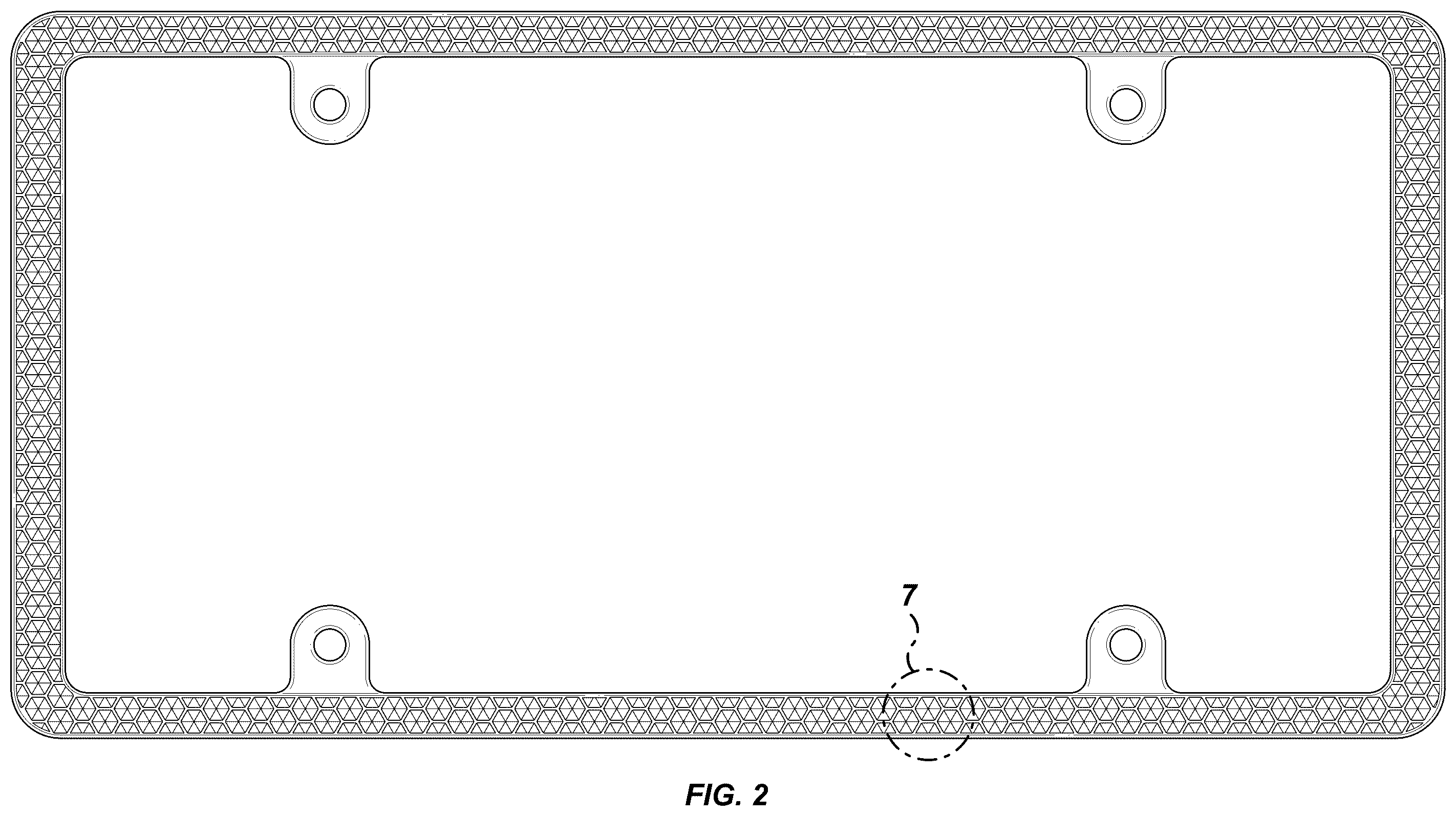 Patent USD1123765 Figure 2 – License plate frame