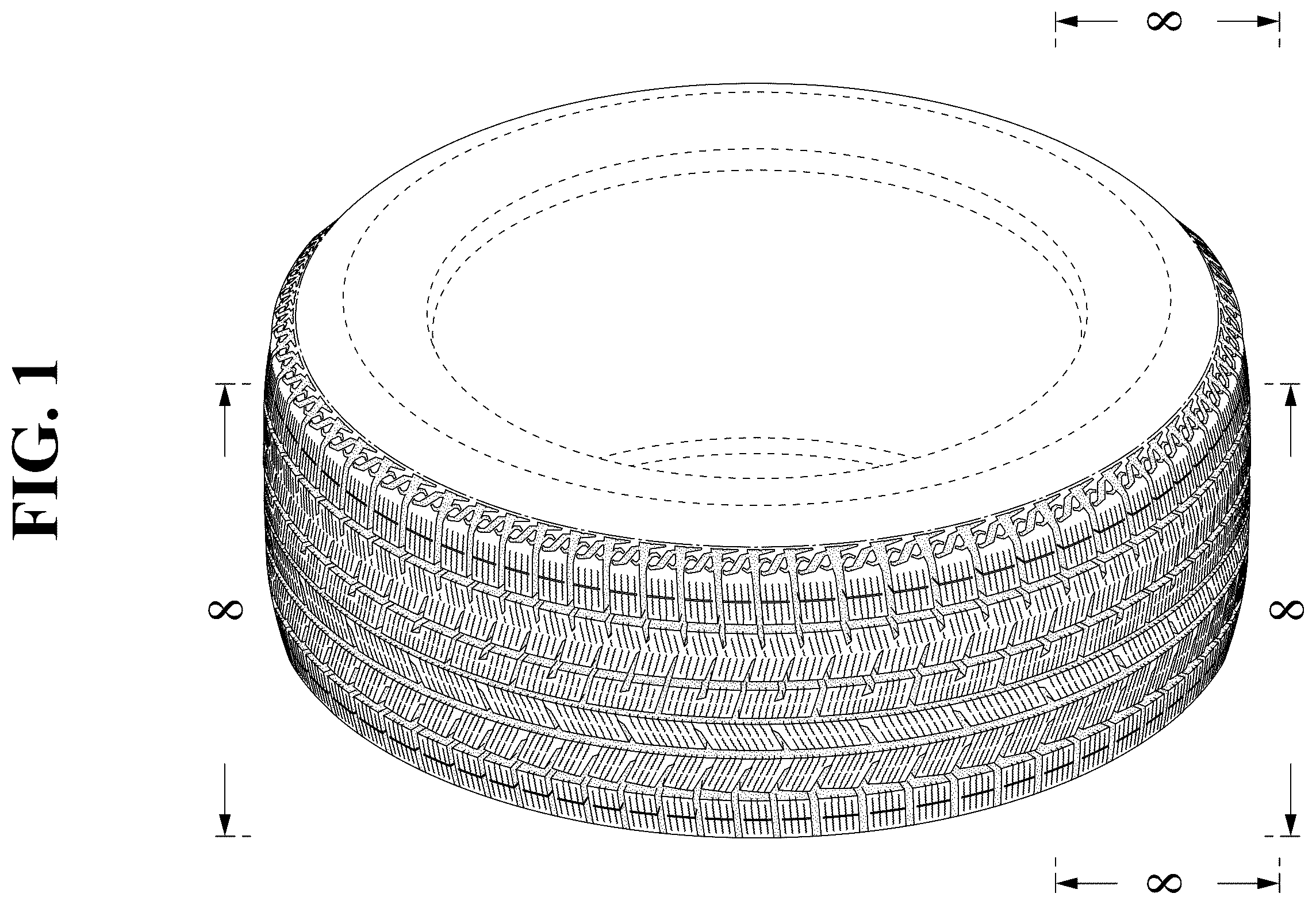 Patent USD1123793 Figure 1 – Automobile tire