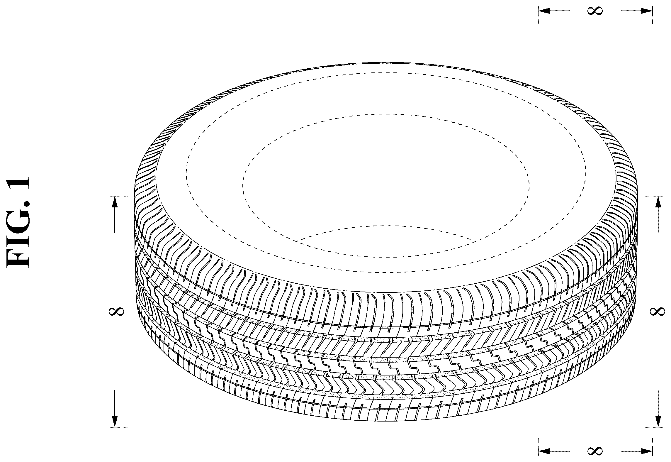 Patent USD1123795 Figure 1 – Automobile tire