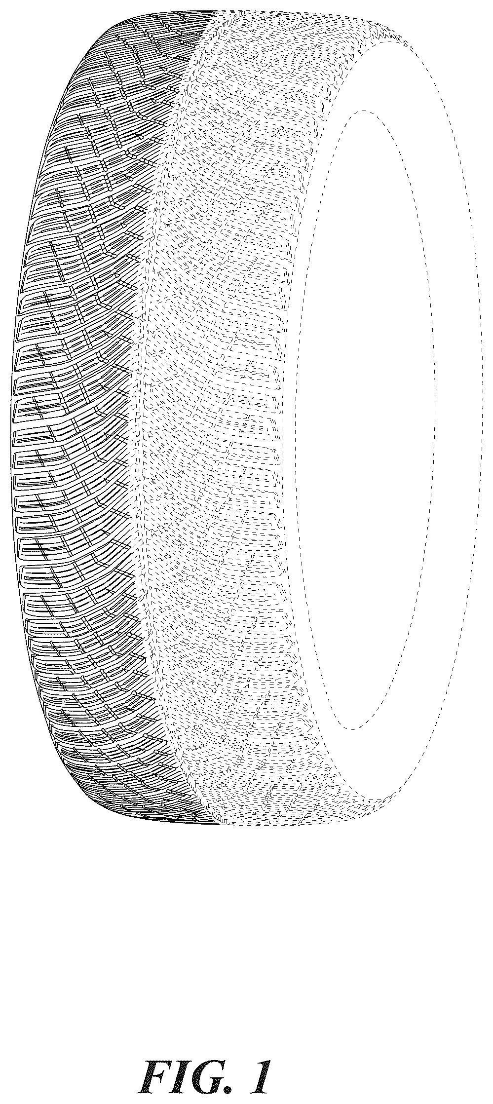 Patent USD1123798 Figure 1 – Directional winter tire