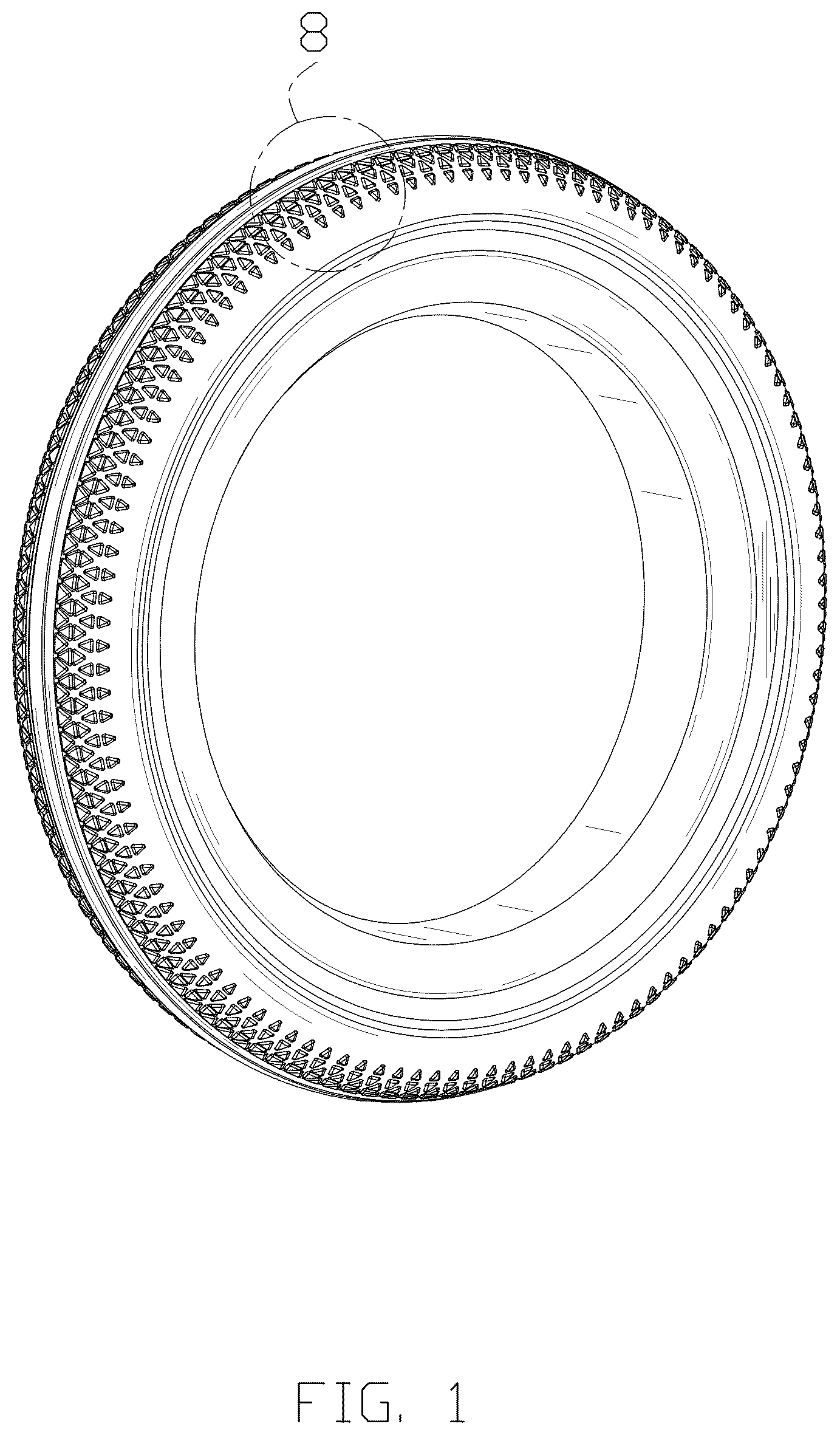 Patent USD1123800 Figure 1 – Tire