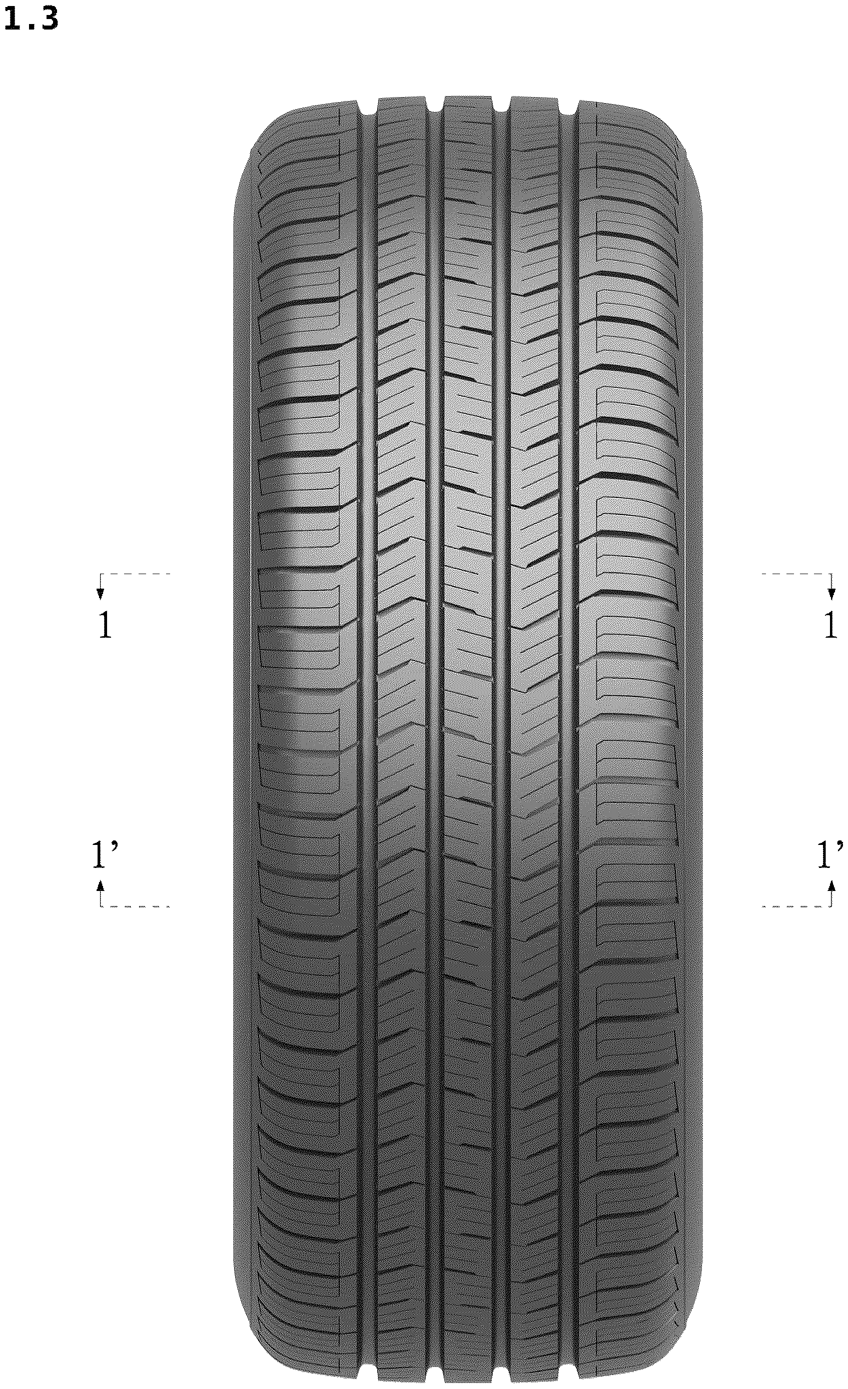 Patent USD1123808 Figure 3 – Tire