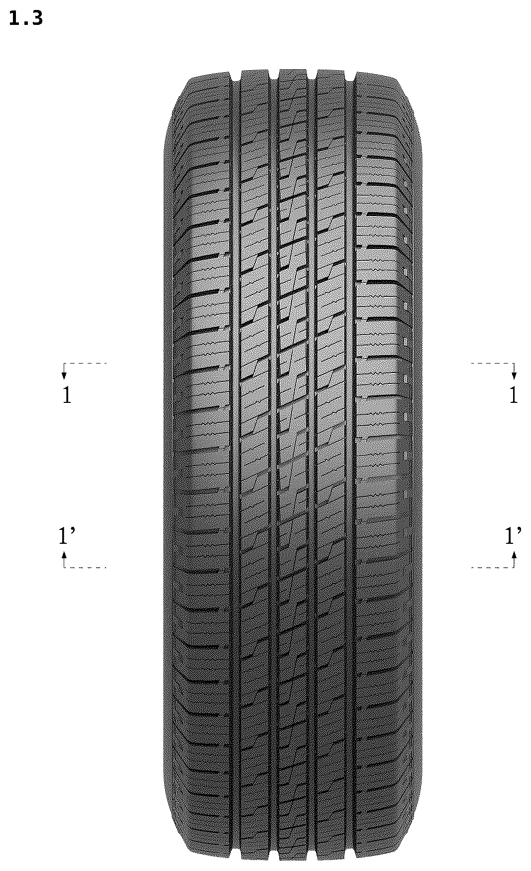 Patent USD1123810 Figure 3 – Tire