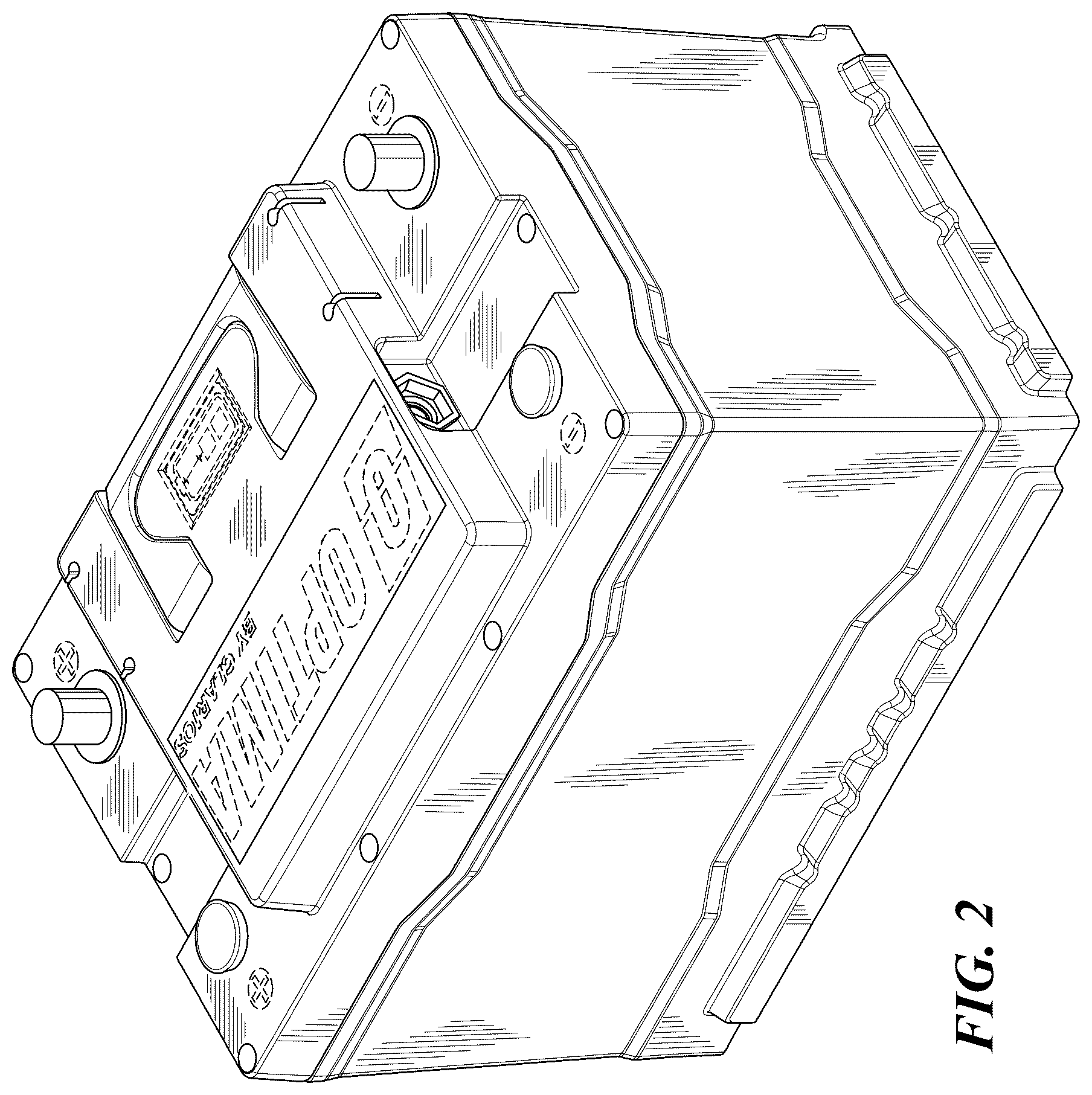 Patent USD1123825 Figure 2 – Battery having top with recess
