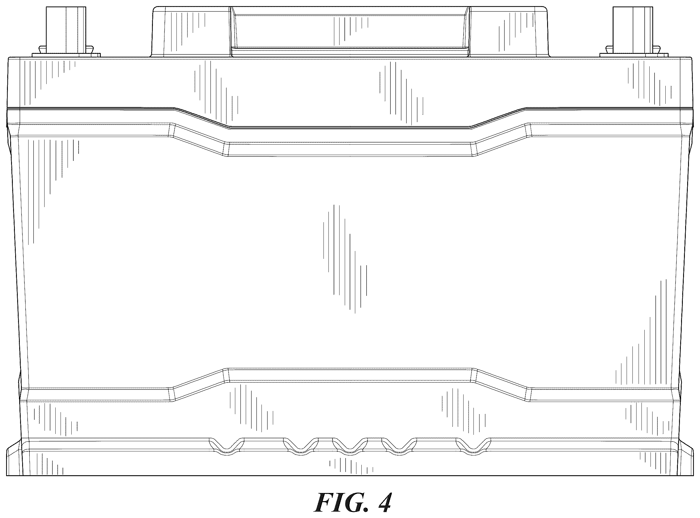 Patent USD1123825 Figure 4 – Battery having top with recess