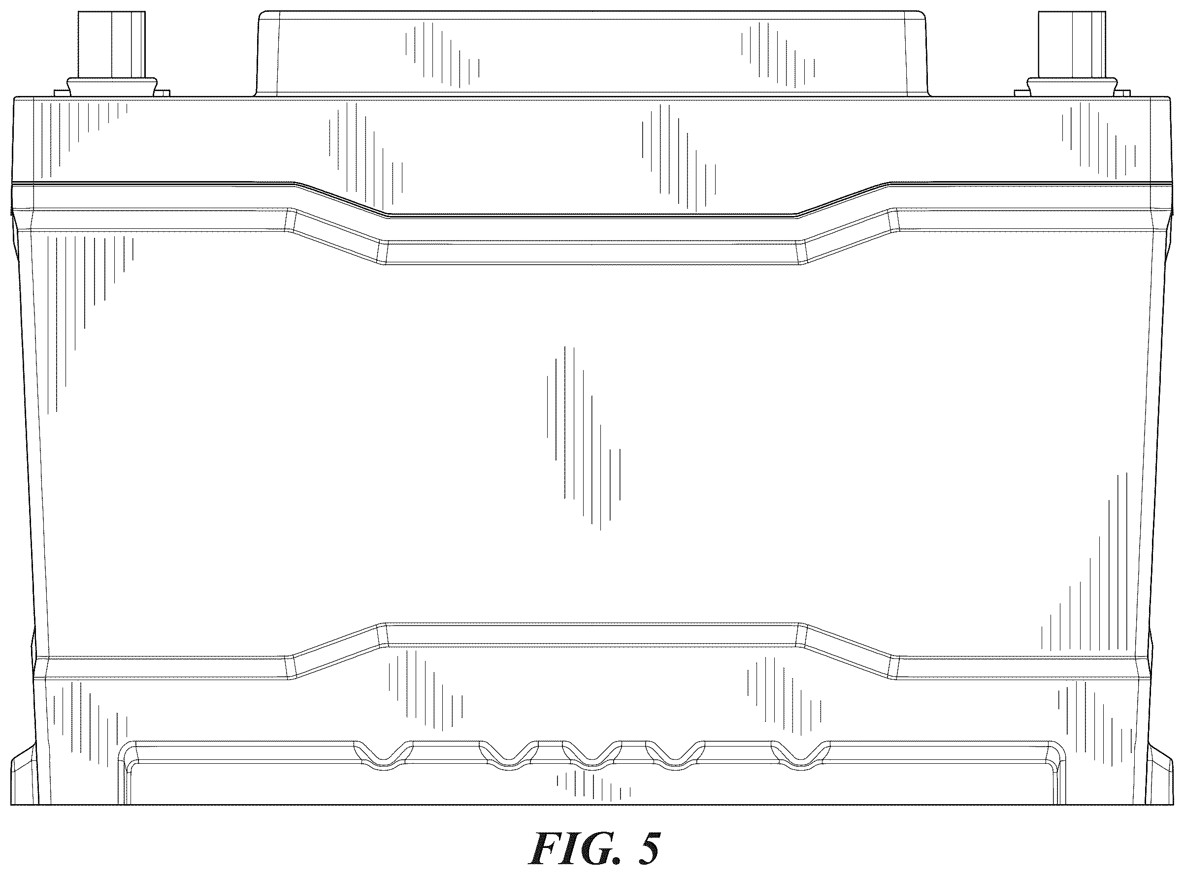 Patent USD1123825 Figure 5 – Battery having top with recess