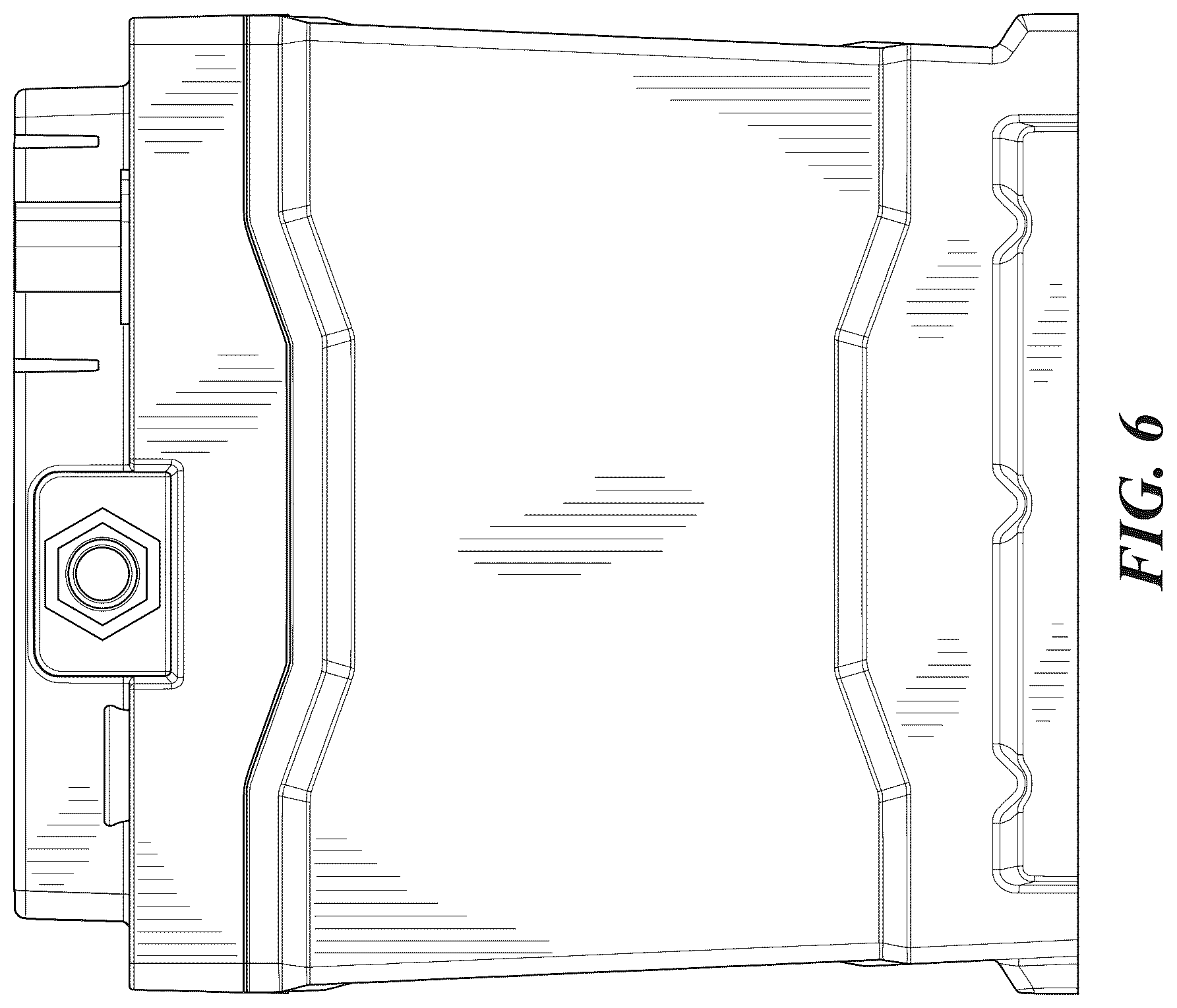 Patent USD1123825 Figure 6 – Battery having top with recess
