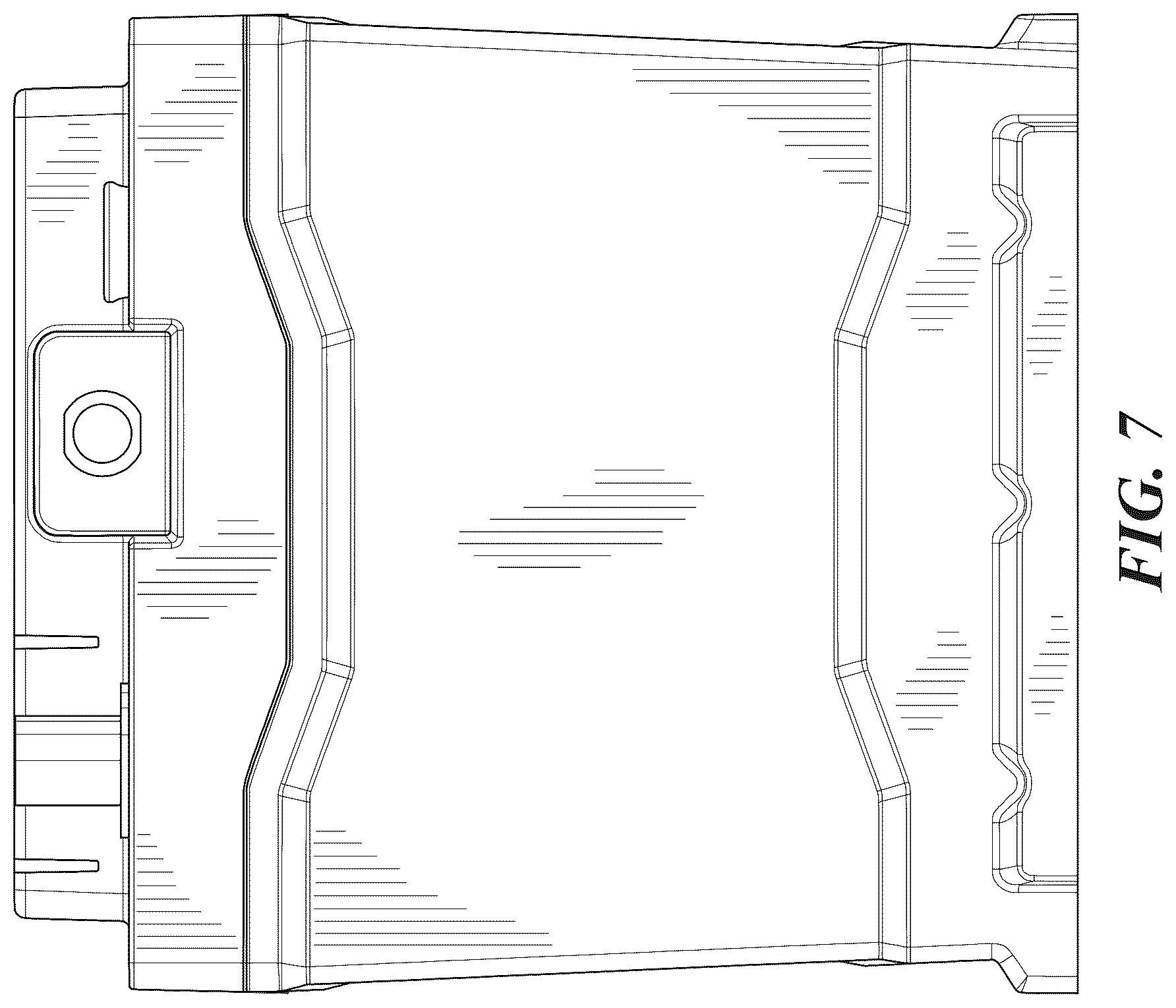 Patent USD1123825 Figure 7 – Battery having top with recess