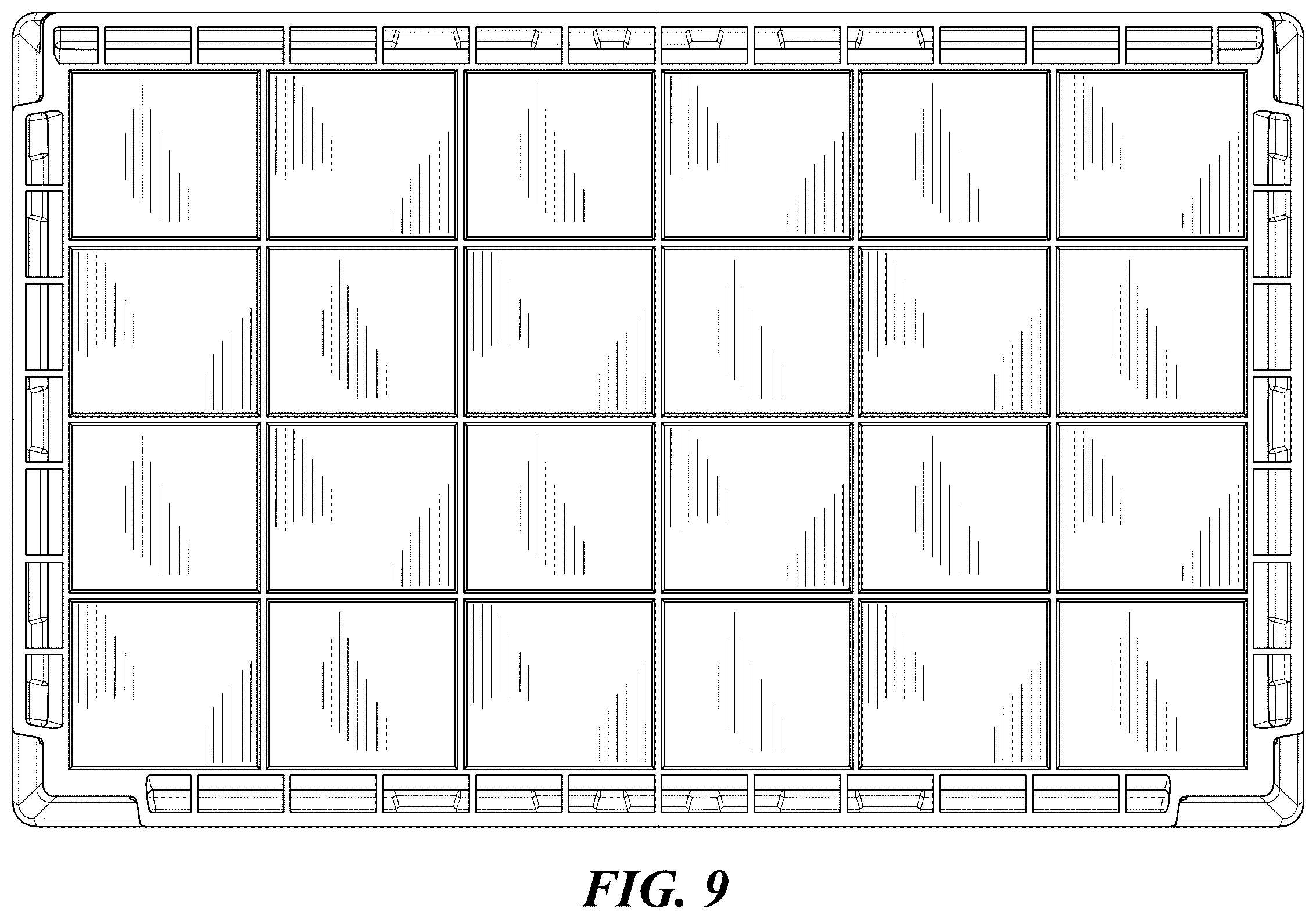 Patent USD1123825 Figure 9 – Battery having top with recess