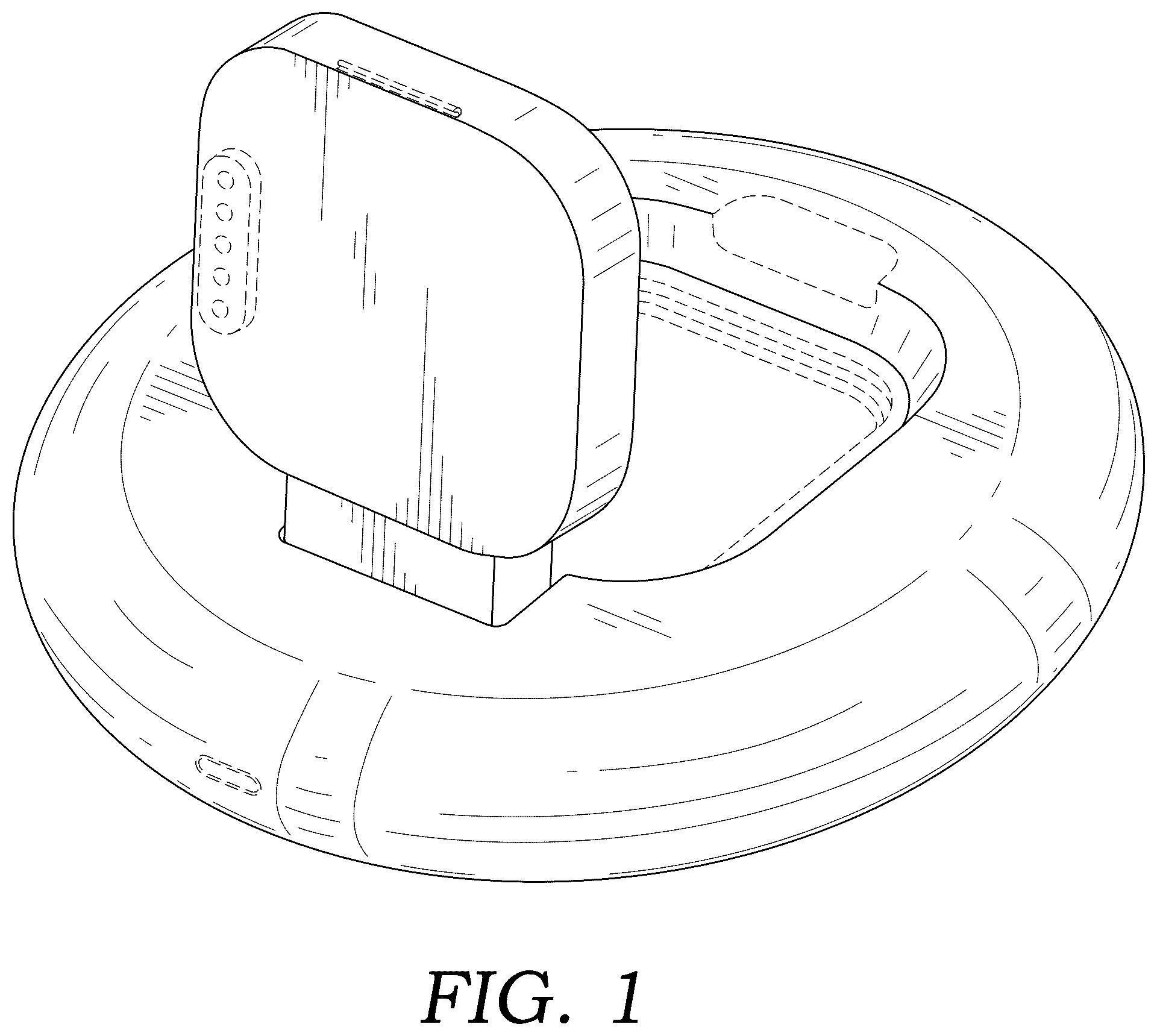 Patent USD1123830 — Foldable electronic device charging base — Figure 1