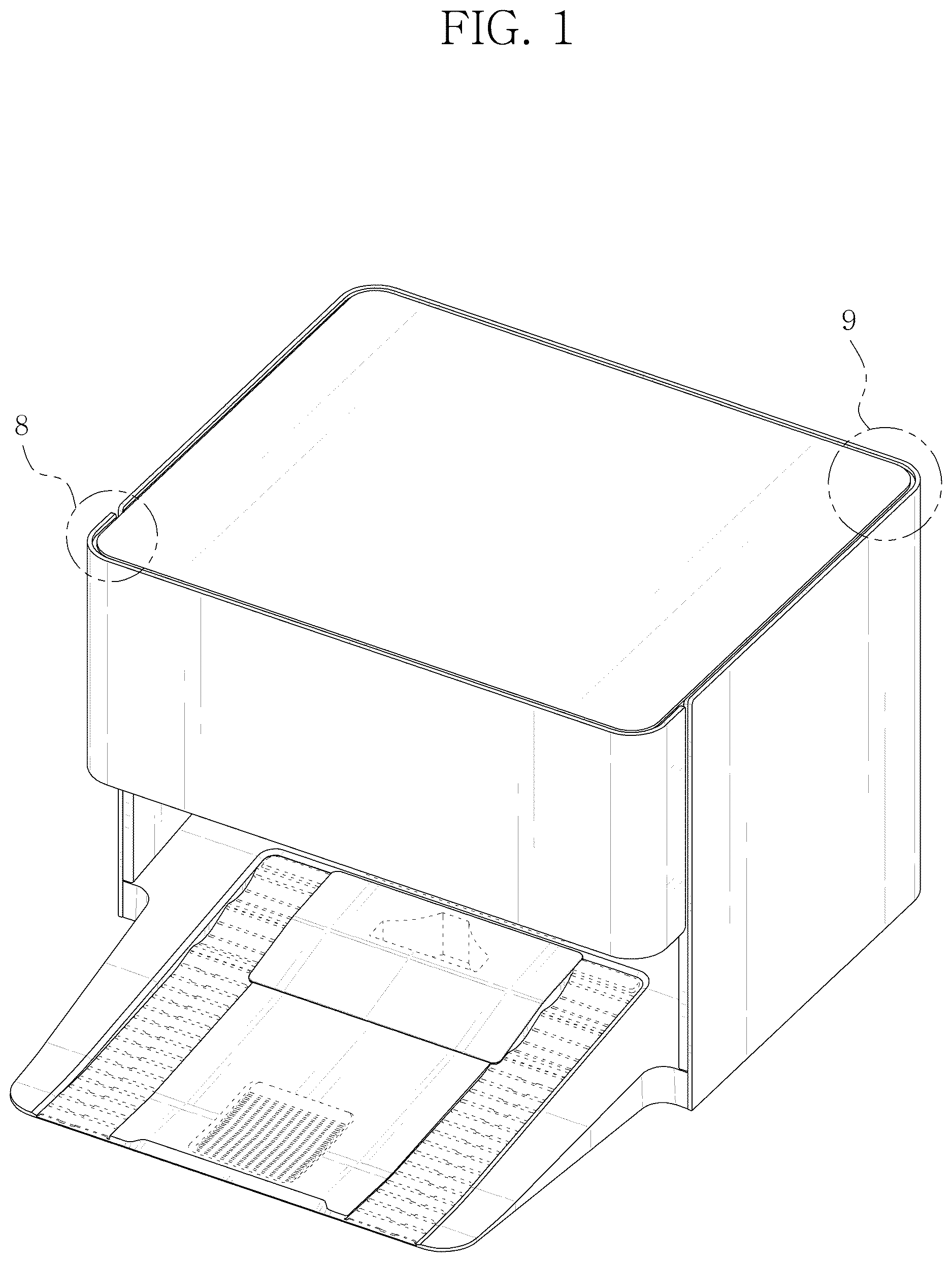 Patent USD1123838 Figure 1 – Charging station for robot cleaner