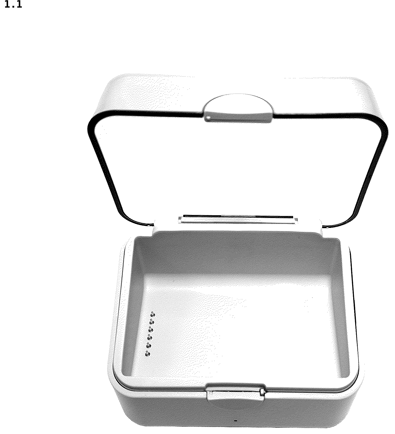 Patent USD1123840 Figure 1 – Charging box for medical instrument