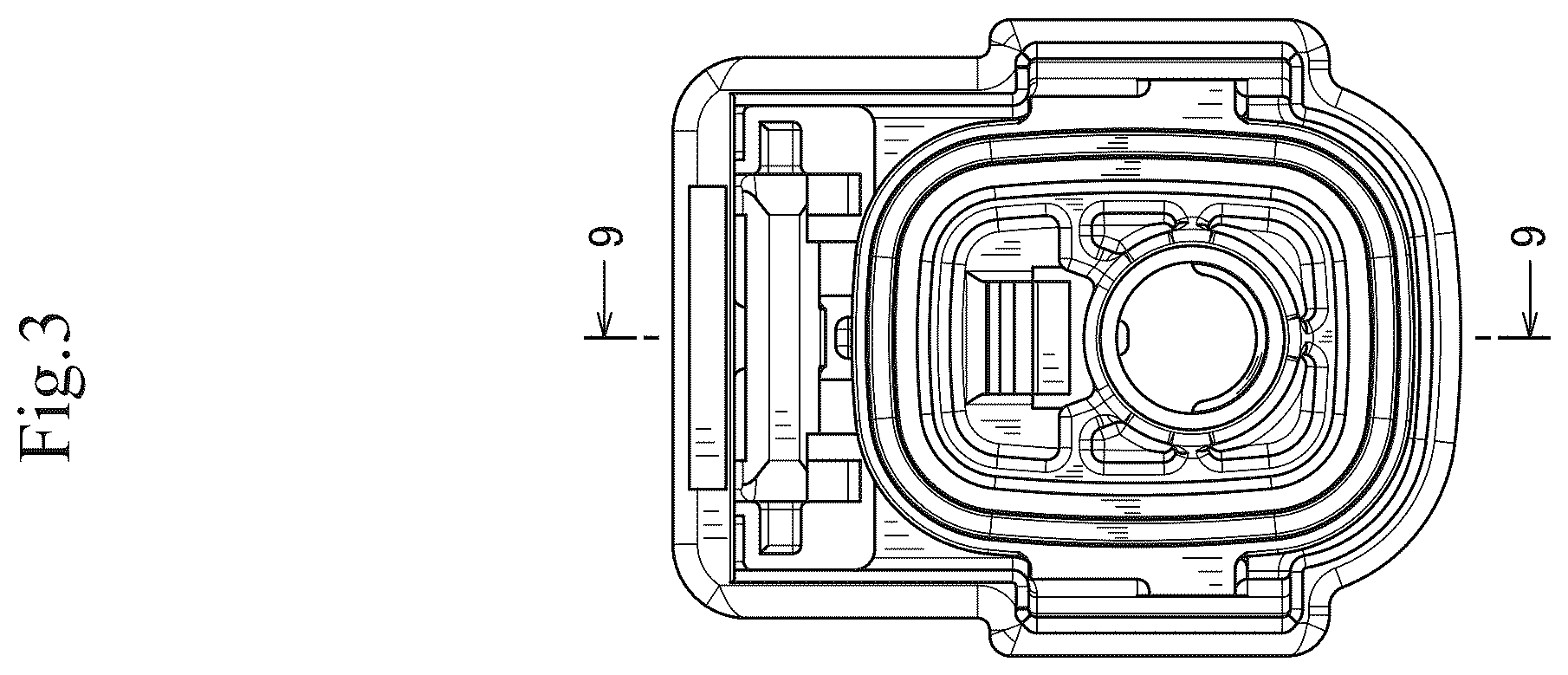 Patent USD1123860 Figure 3 – Housing for electrical connector