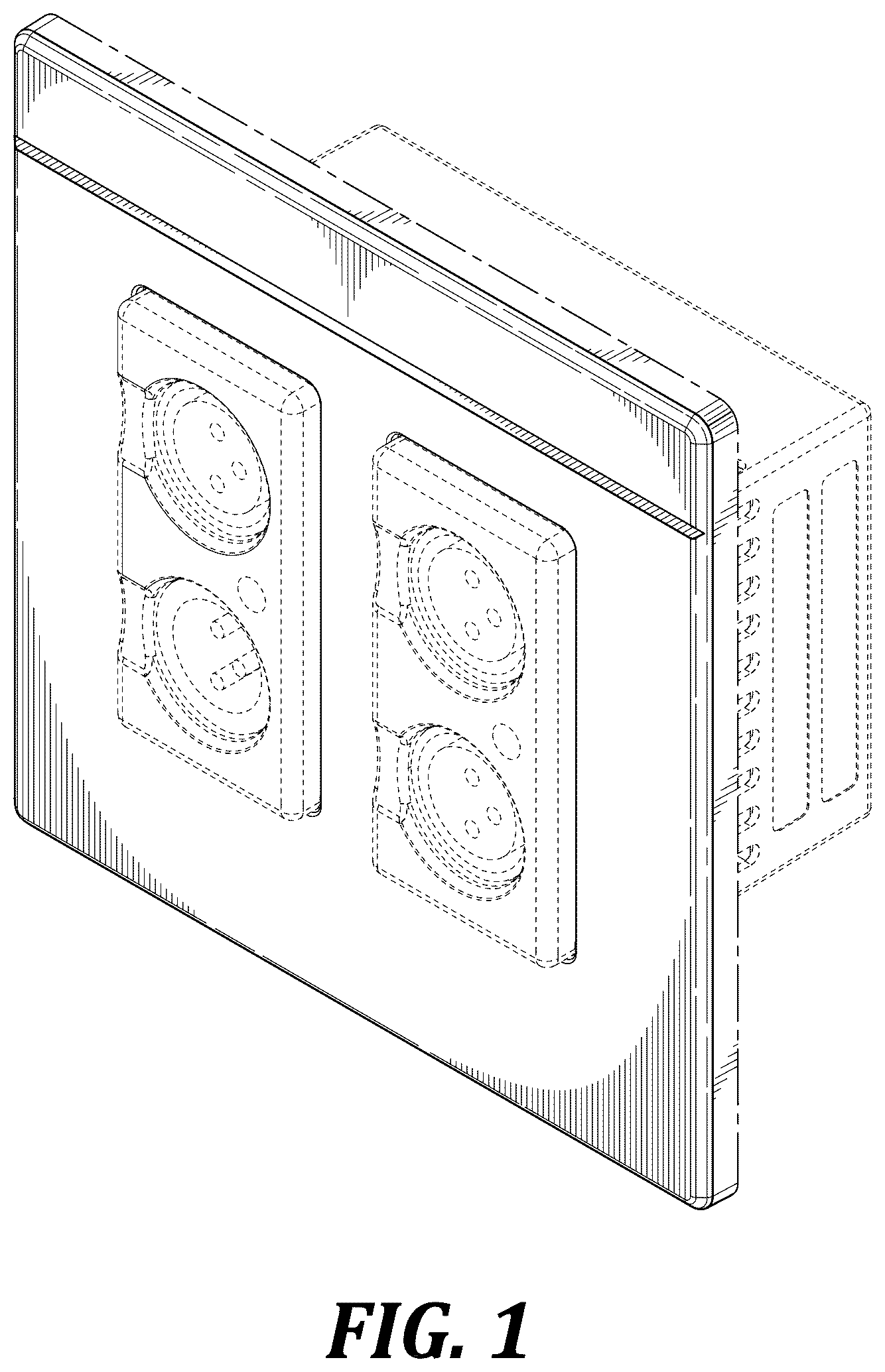 Patent USD1123869 Figure 1 – Two-gang wall socket