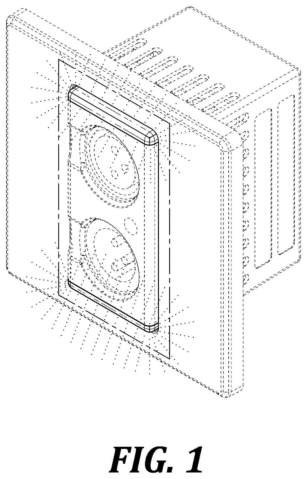 Patent USD1123870 Figure 1 – Wall socket with illuminated regions