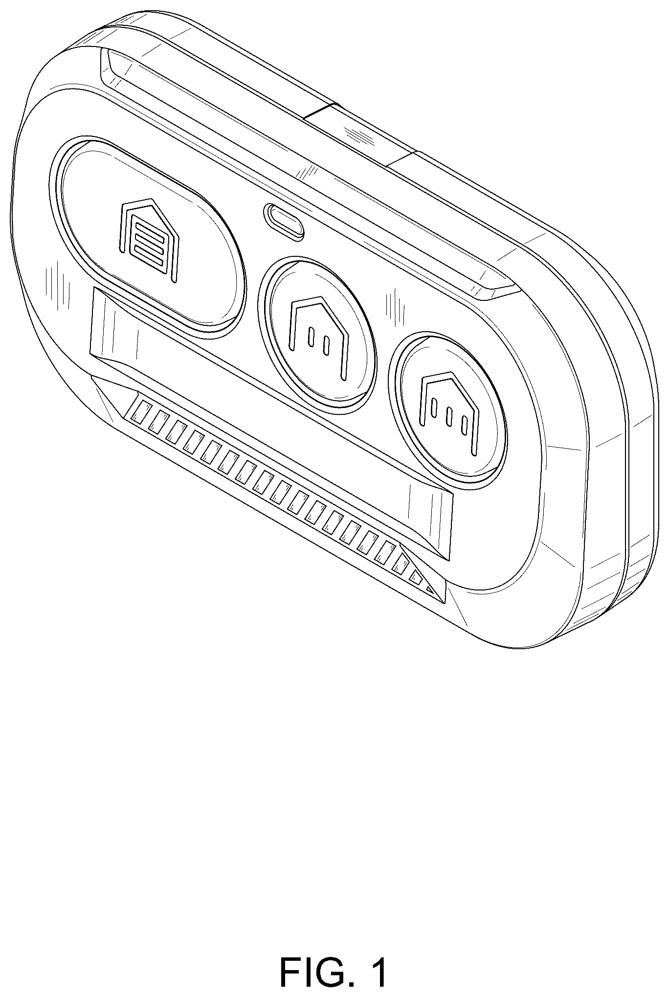Patent USD1123882 — Small remote operating device for an automatic door controller — Figure 1