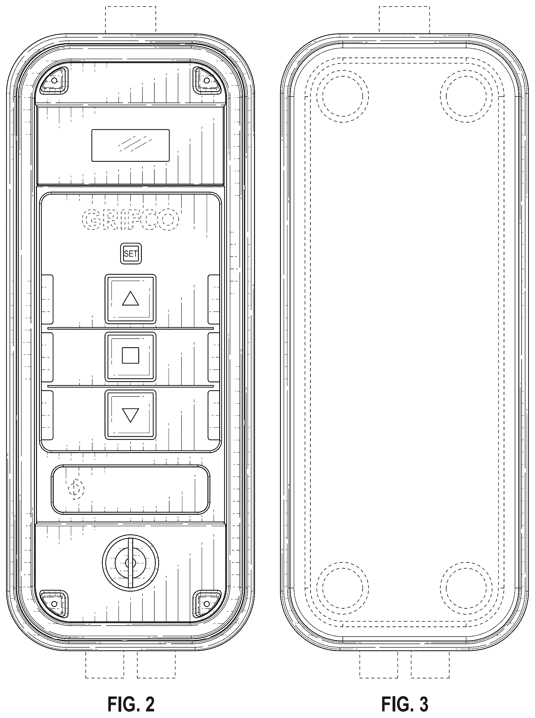 Patent USD1123903 Figure 2 – Wall mounted remote