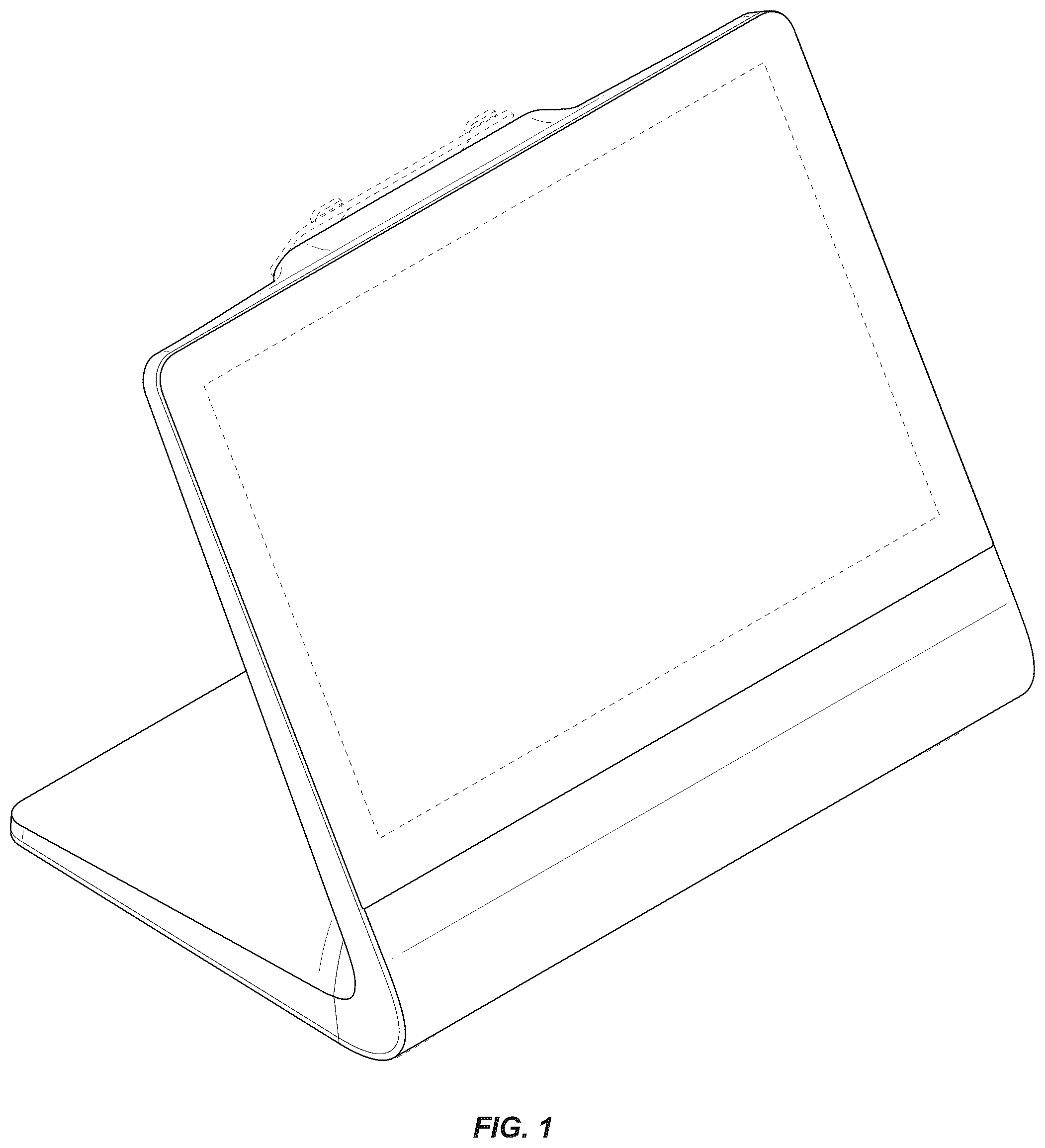Patent USD1123923 Figure 1 – Display stand and/or stand with display