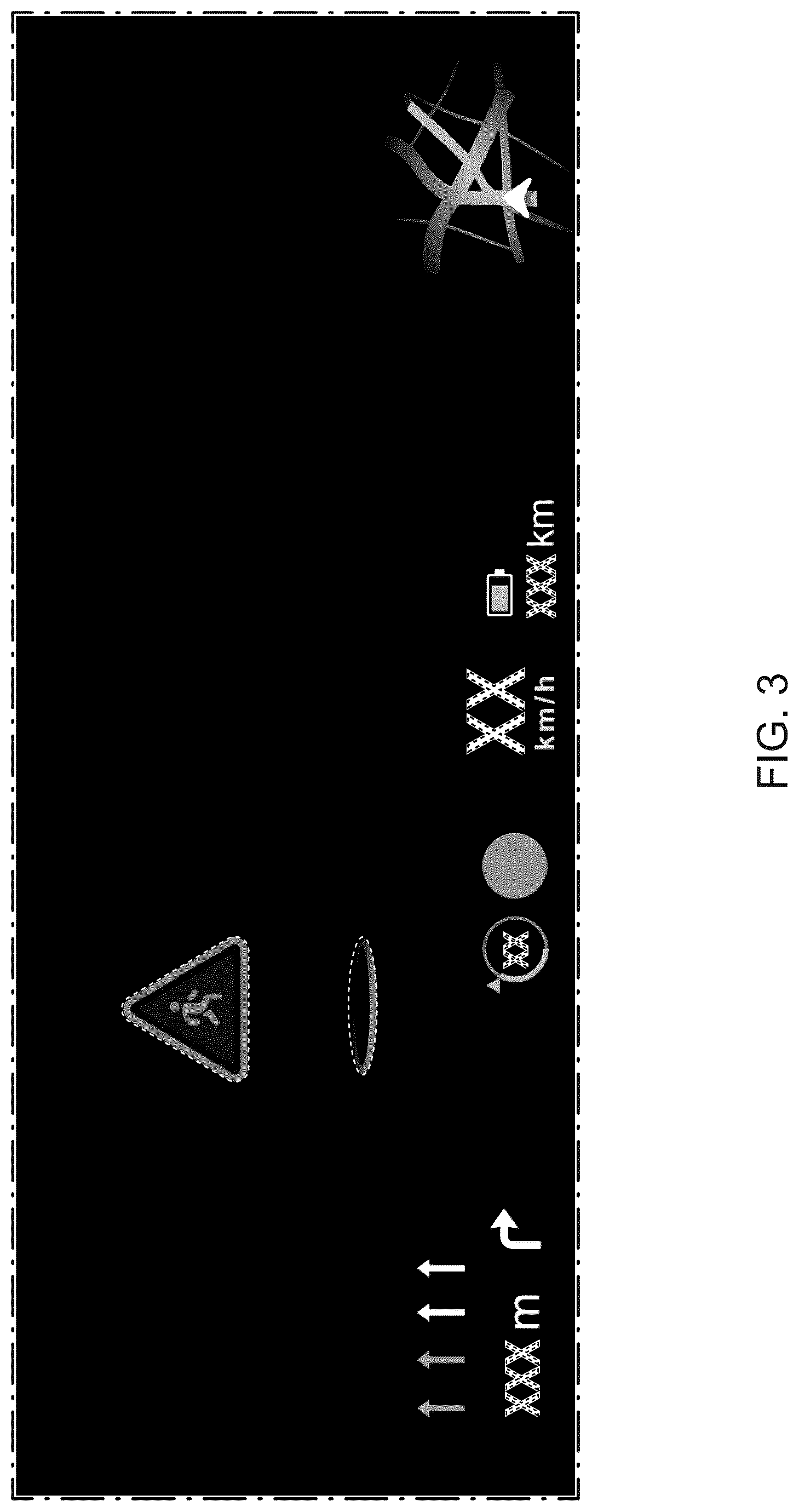 Patent USD1123950 Figure 3 – Display screen panel with graphical user interface for vehicle auxiliary driving status information