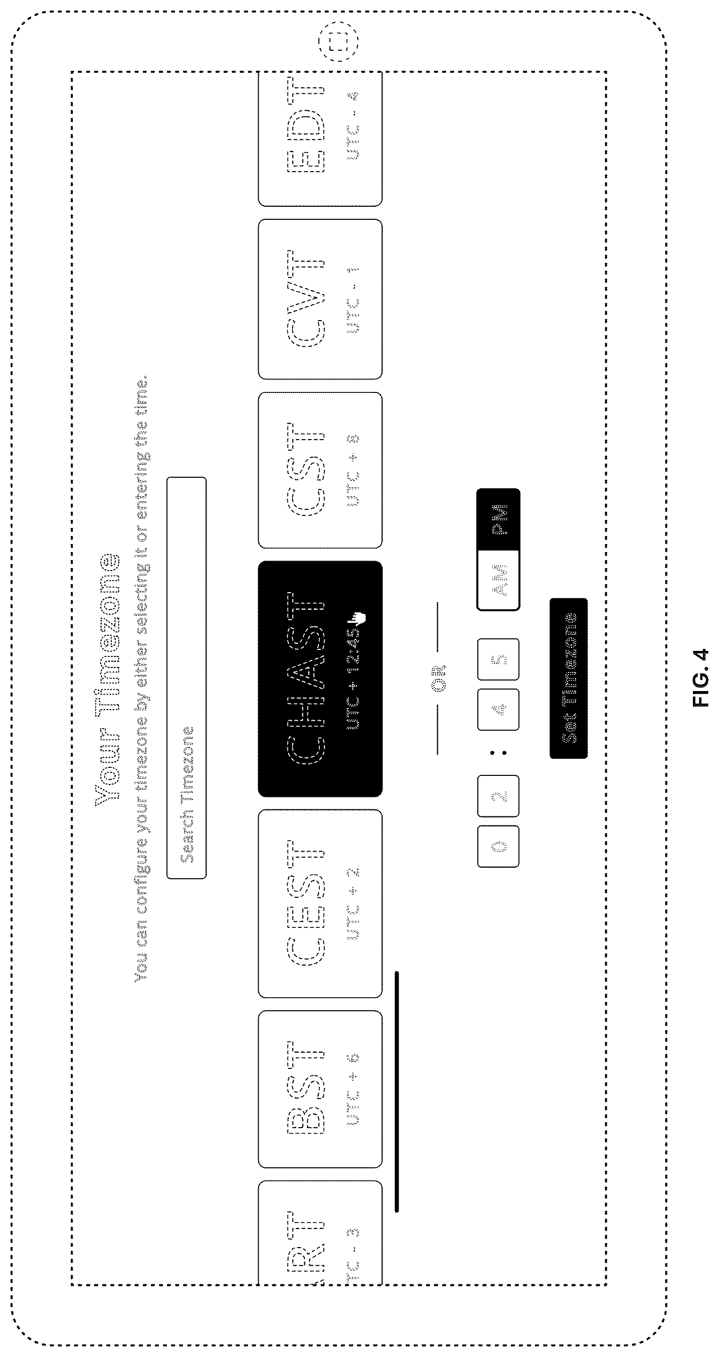 Patent USD1123961 Figure 4 – Display screen with animated graphical user interface for interactive time zone selection