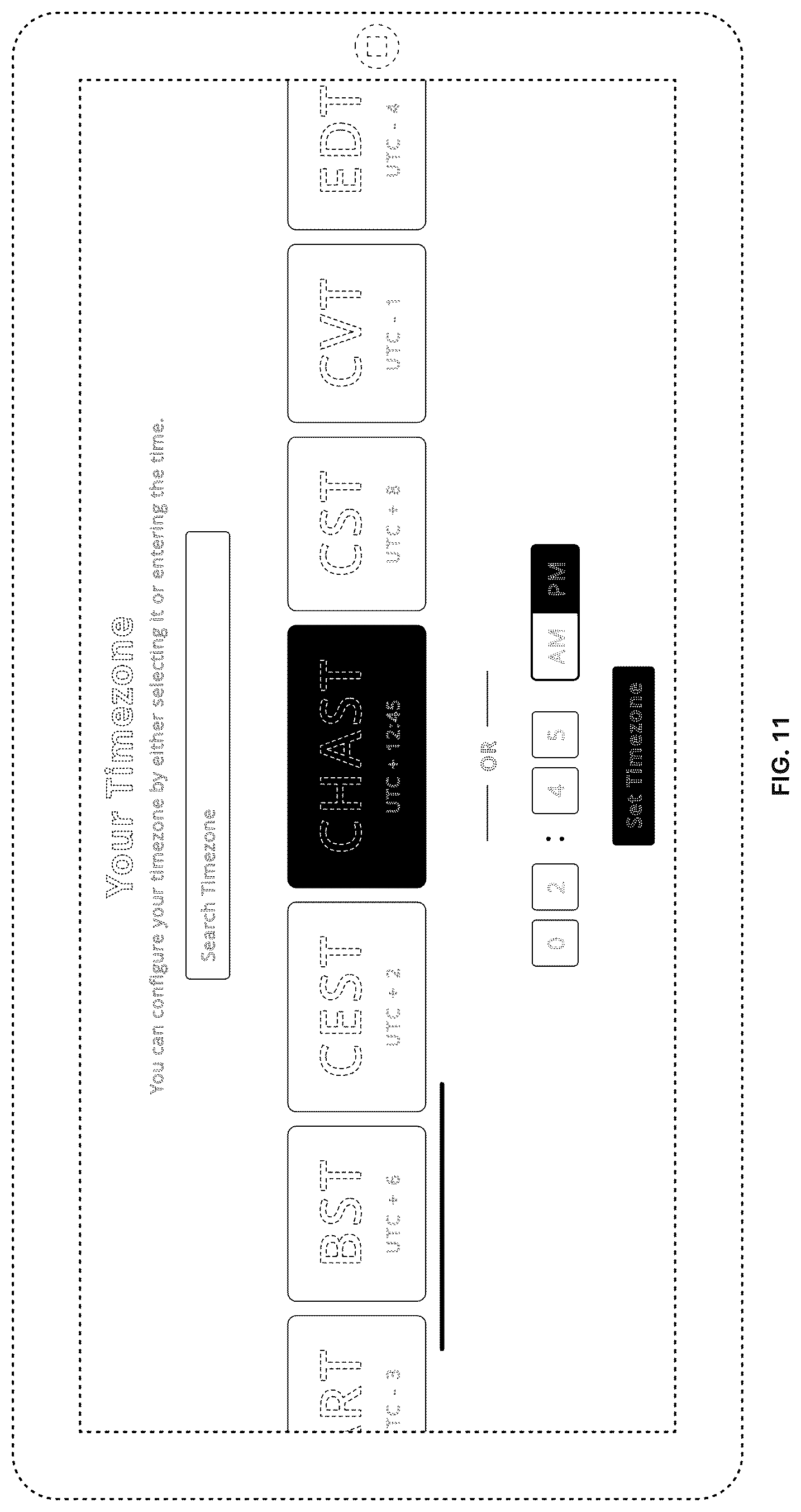Patent USD1123961 Figure 11 – Display screen with animated graphical user interface for interactive time zone selection