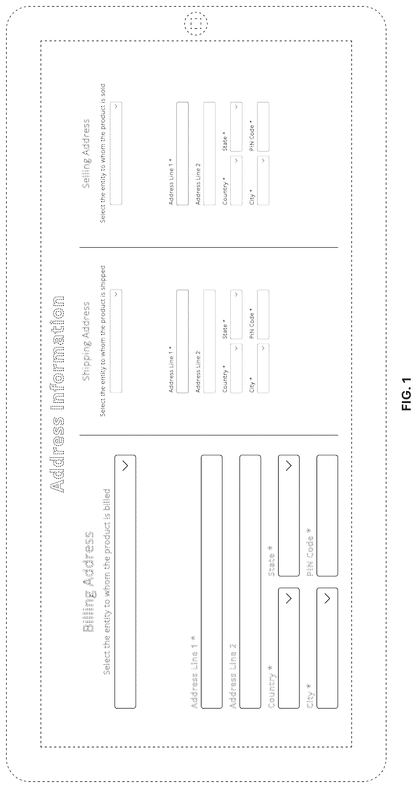 Patent USD1123962 Figure 1 – Display screen with animated graphical user interface for capturing addresses