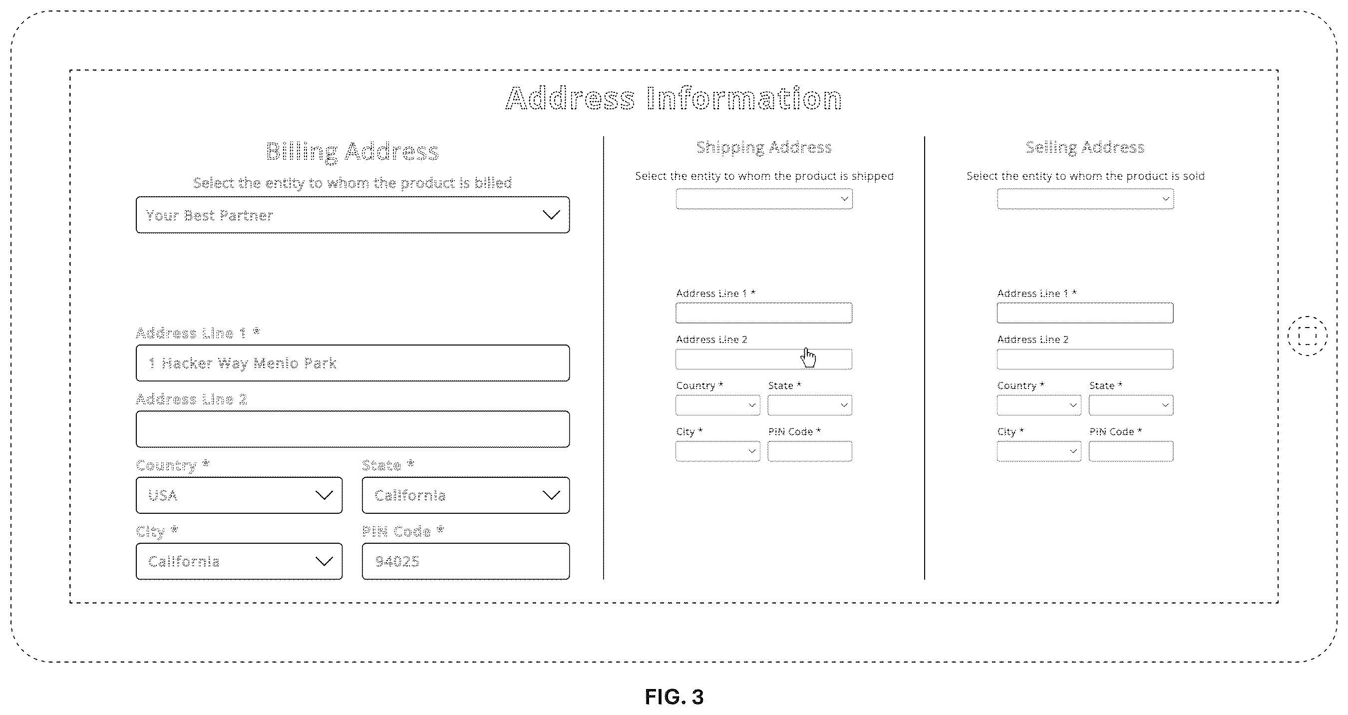Patent USD1123962 Figure 3 – Display screen with animated graphical user interface for capturing addresses