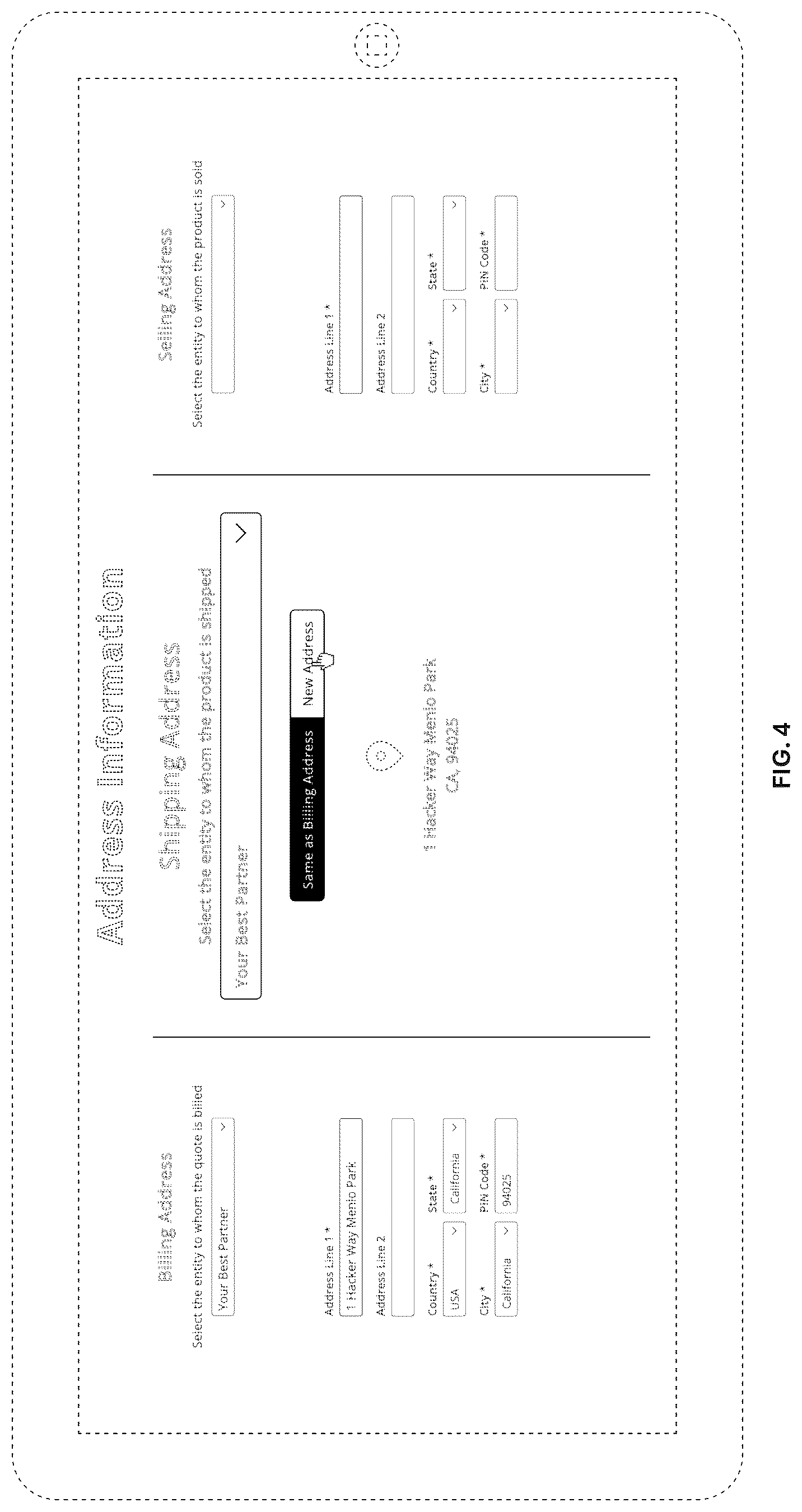 Patent USD1123962 Figure 4 – Display screen with animated graphical user interface for capturing addresses