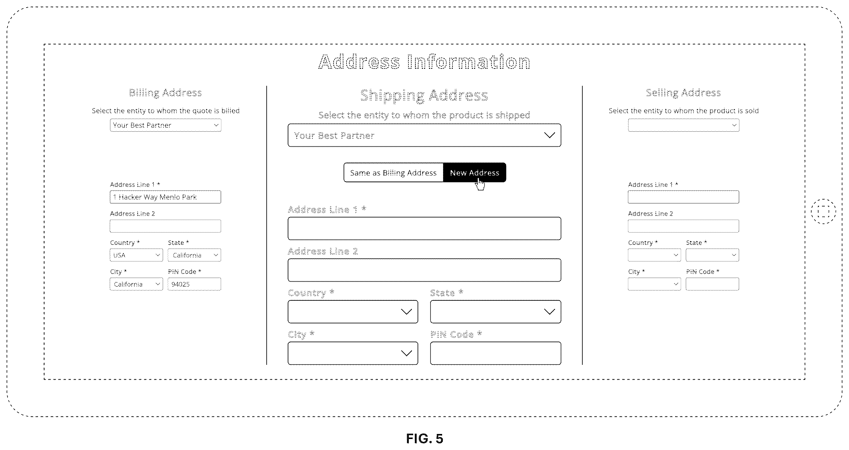 Patent USD1123962 Figure 5 – Display screen with animated graphical user interface for capturing addresses