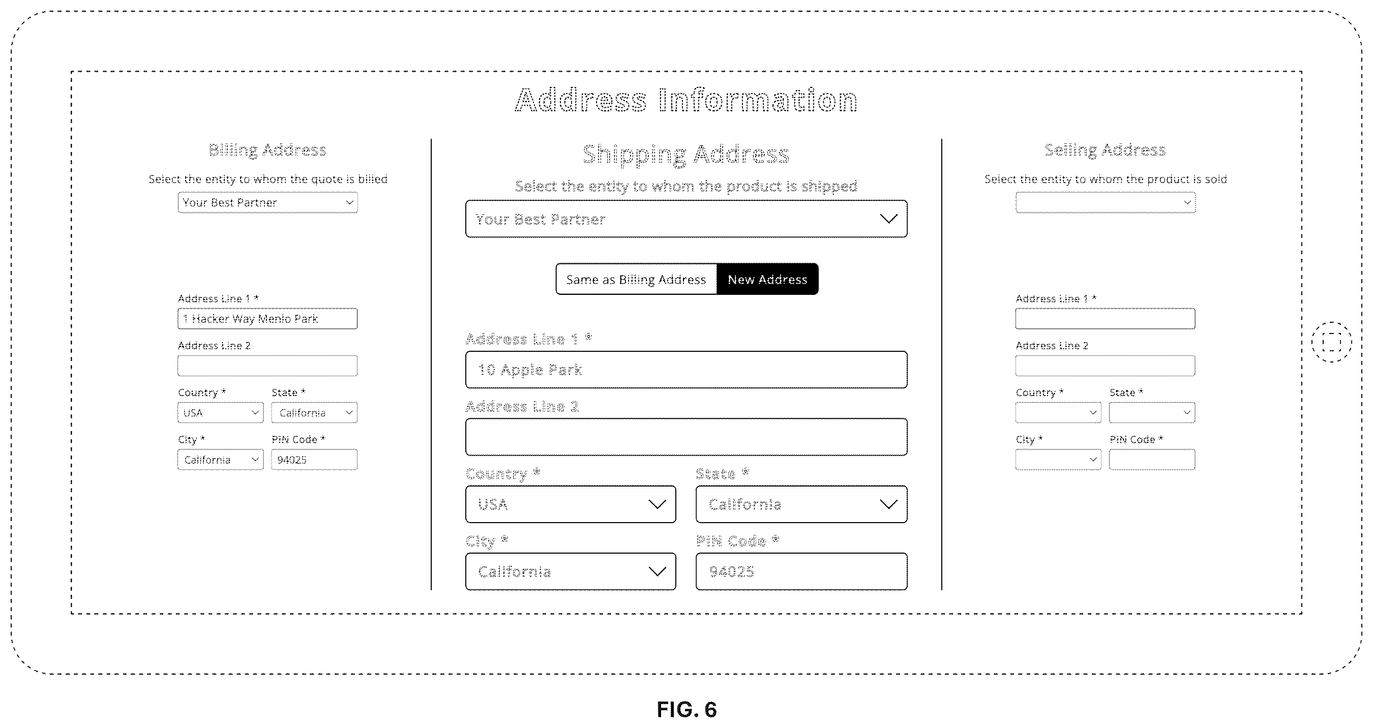 Patent USD1123962 Figure 6 – Display screen with animated graphical user interface for capturing addresses