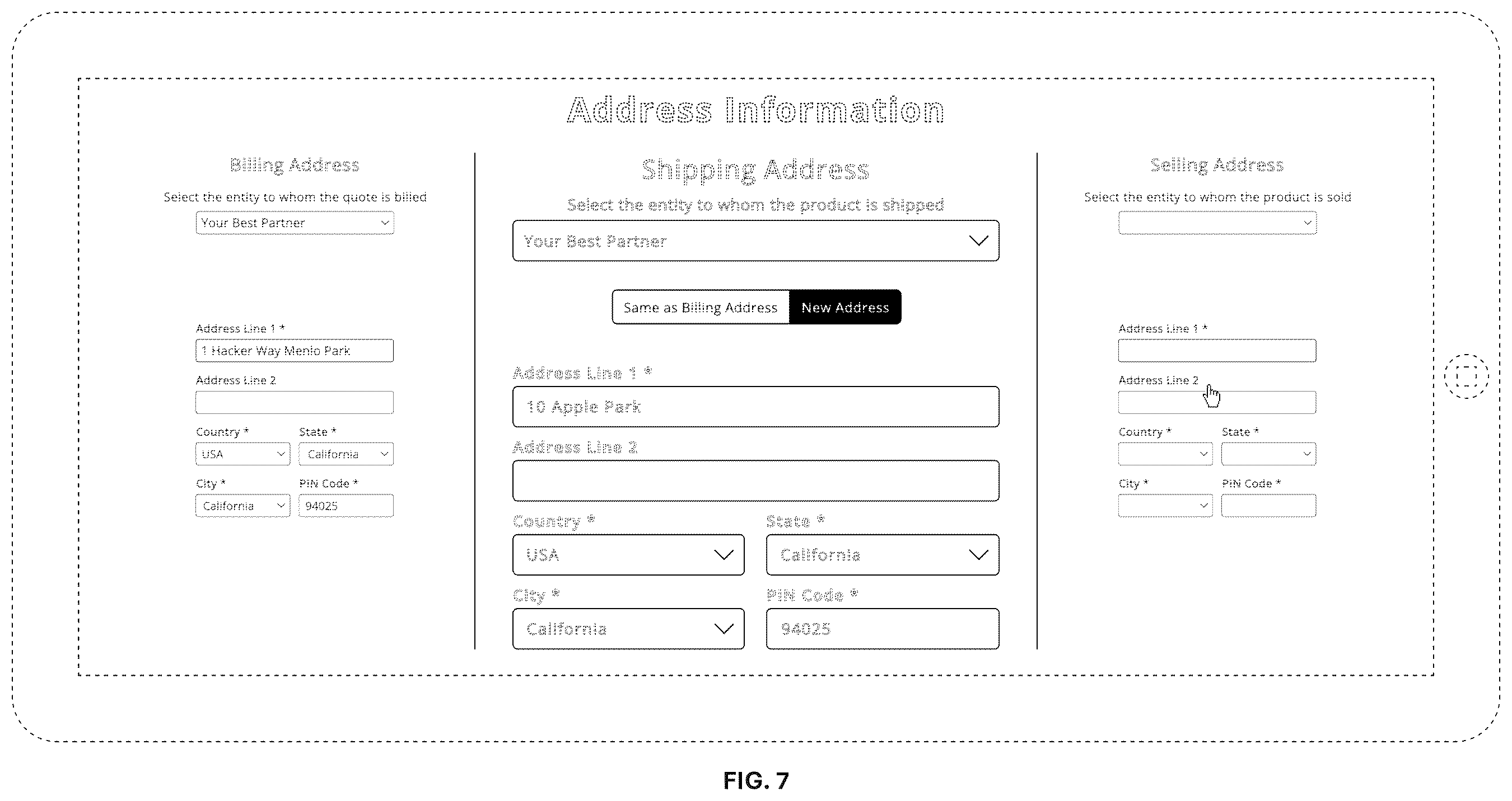 Patent USD1123962 Figure 7 – Display screen with animated graphical user interface for capturing addresses