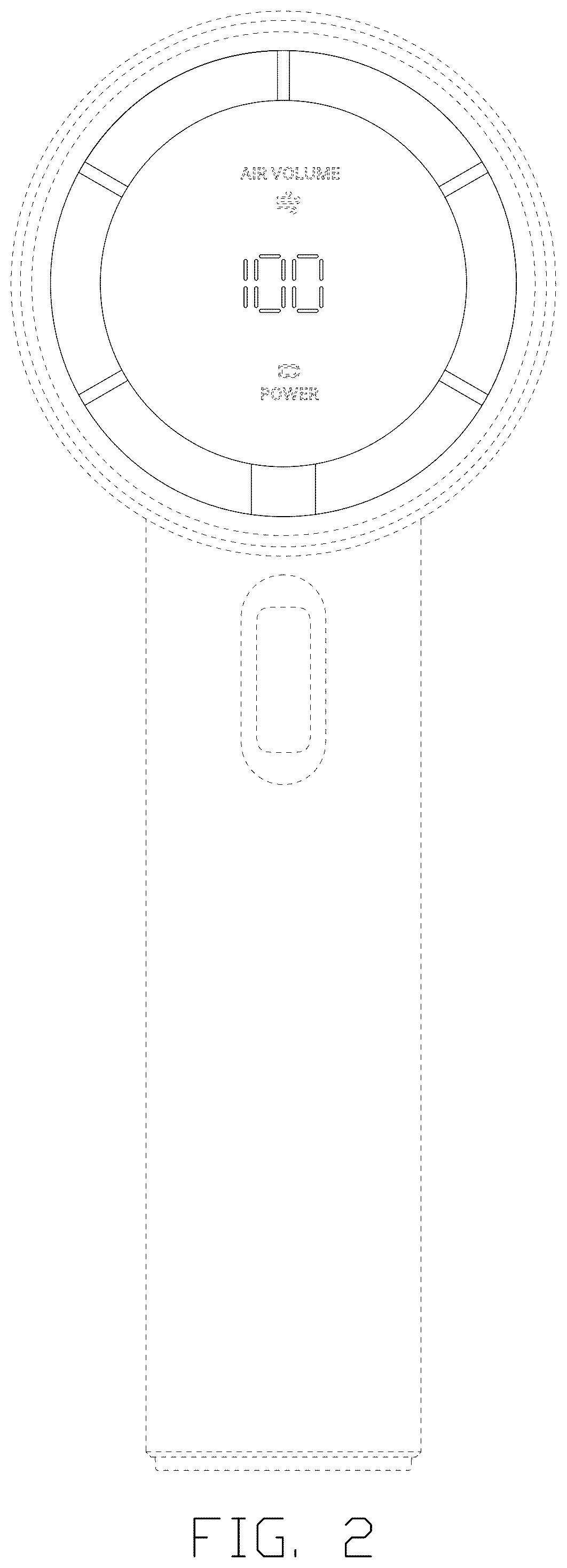 Patent USD1123997 Figure 2 – Portable fan display screen displaying graphical user interface for residual electricity