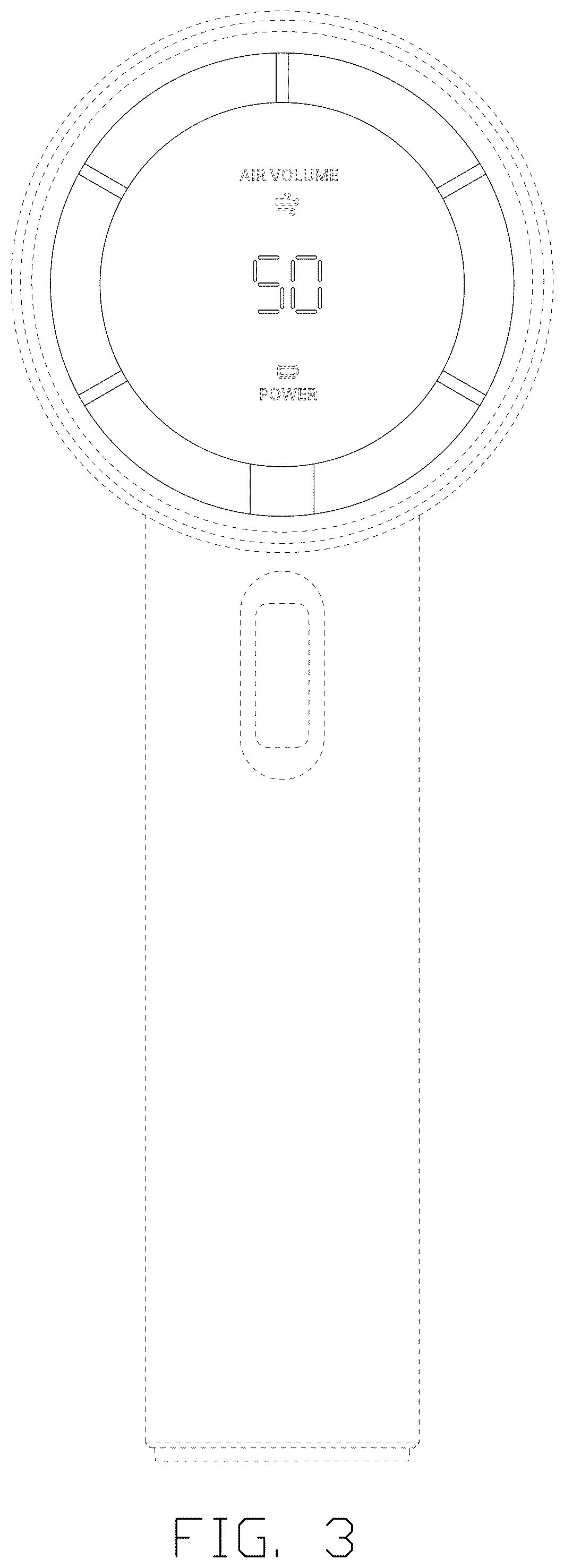 Patent USD1123997 Figure 3 – Portable fan display screen displaying graphical user interface for residual electricity