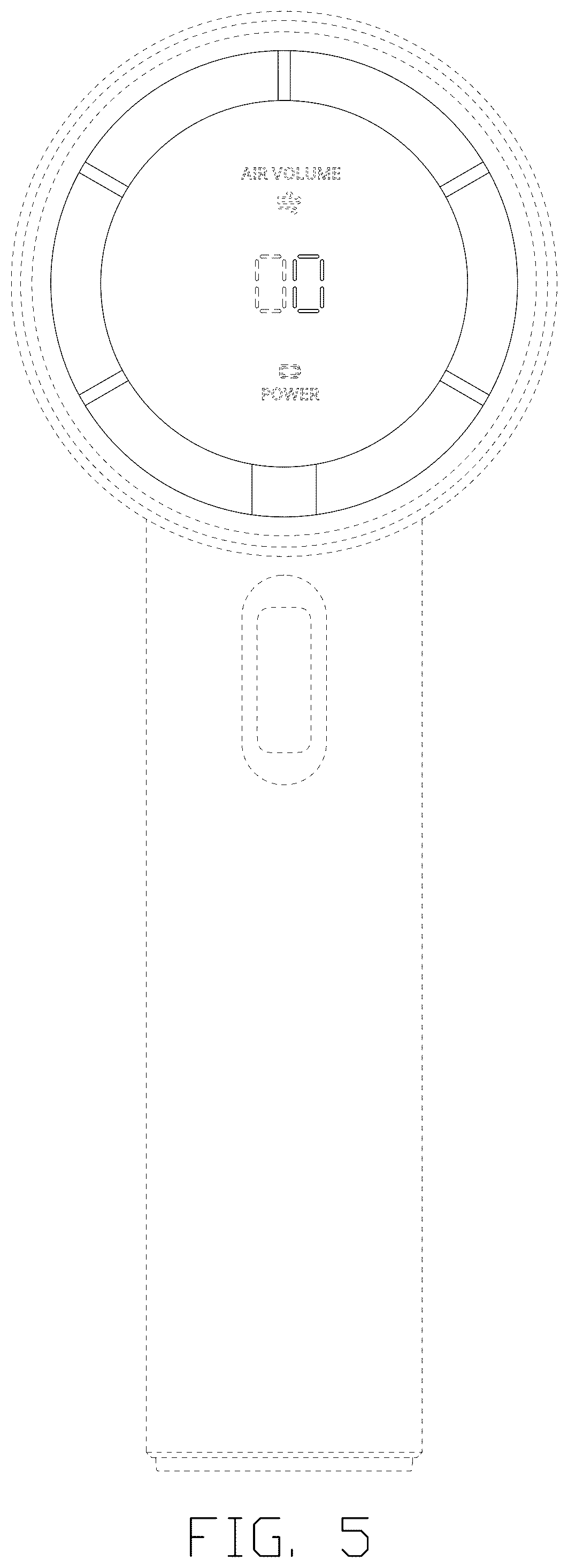 Patent USD1123997 Figure 5 – Portable fan display screen displaying graphical user interface for residual electricity