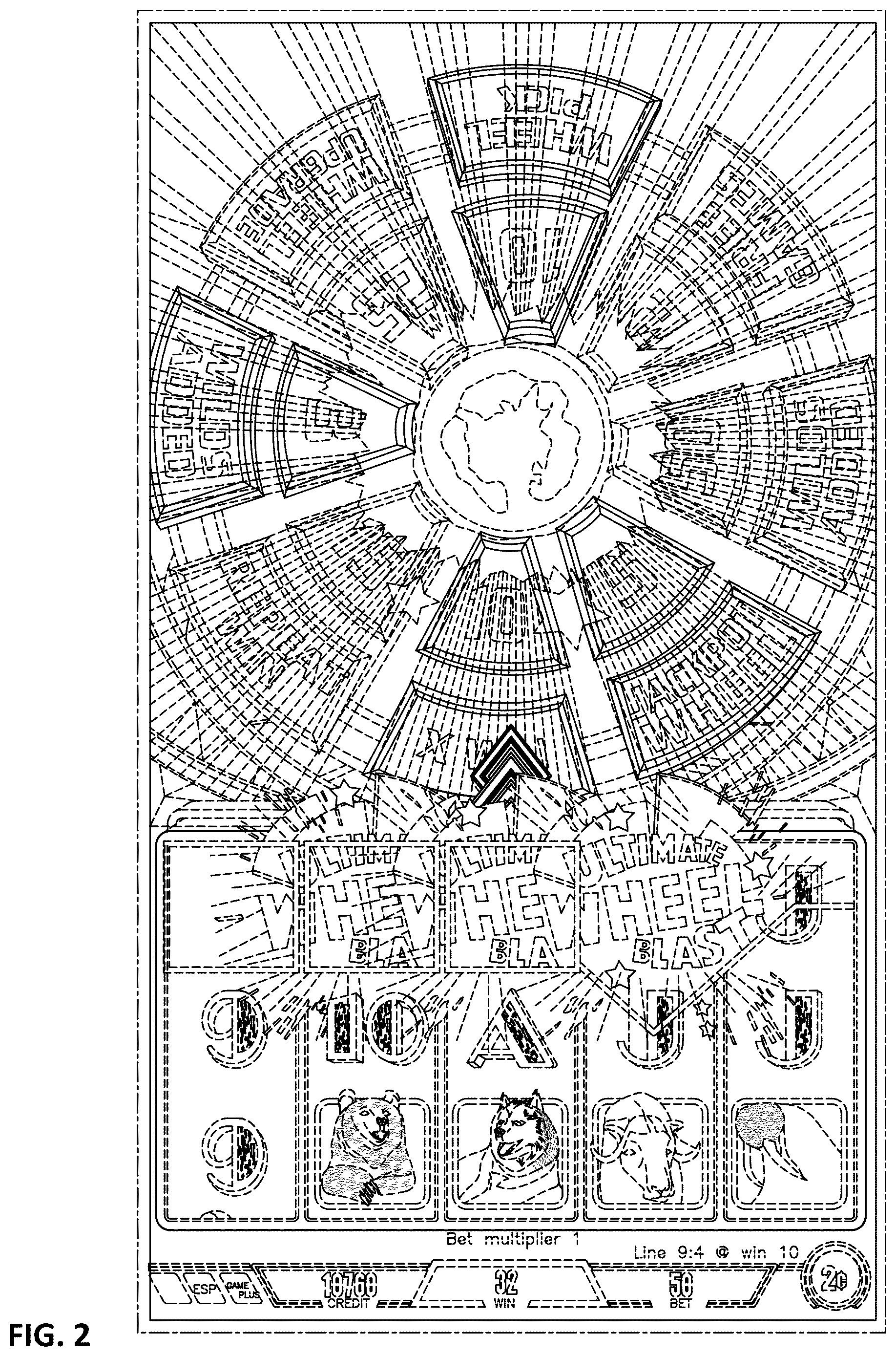 Patent USD1124007 Figure 2 – Display screen or portion thereof with an animated graphical user interface for a wheel-based wagering game