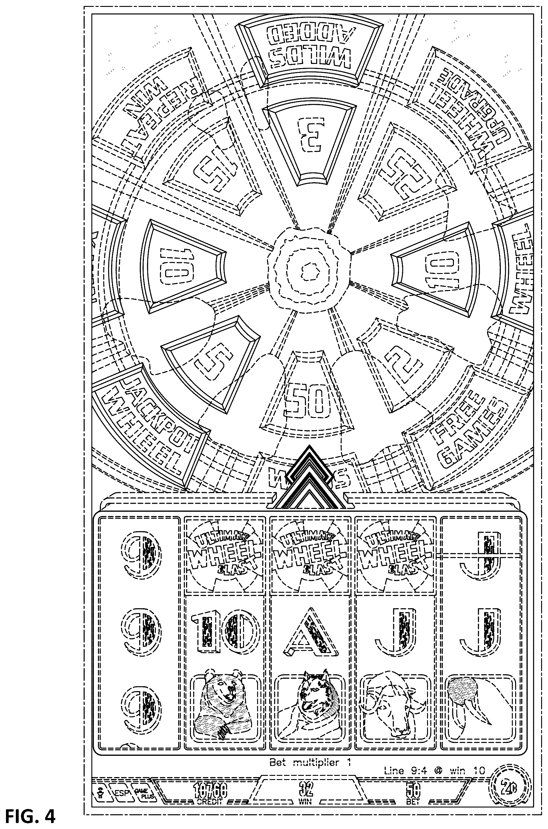 Patent USD1124007 Figure 4 – Display screen or portion thereof with an animated graphical user interface for a wheel-based wagering game