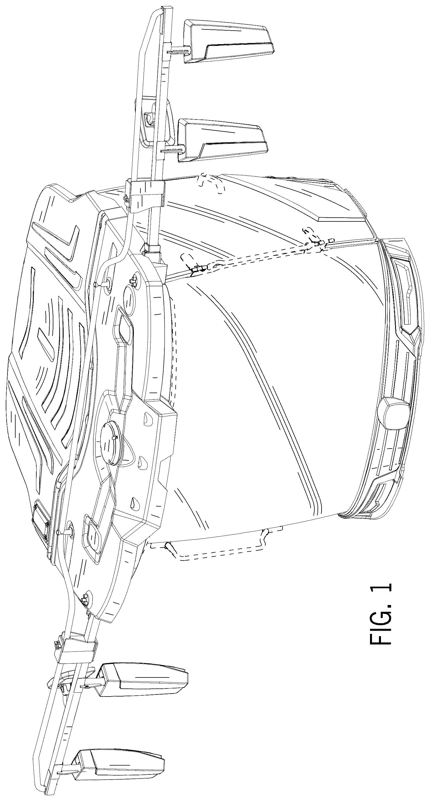Patent USD1124040 Figure 1 – Operator cabin mirror assembly for work vehicle