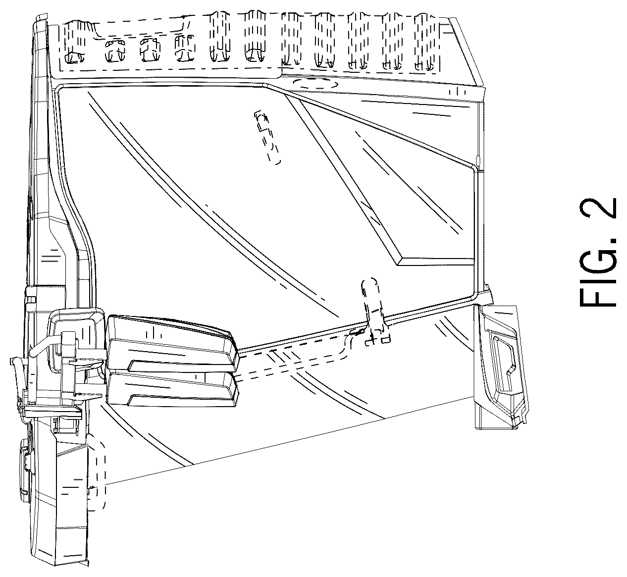 Patent USD1124040 Figure 2 – Operator cabin mirror assembly for work vehicle