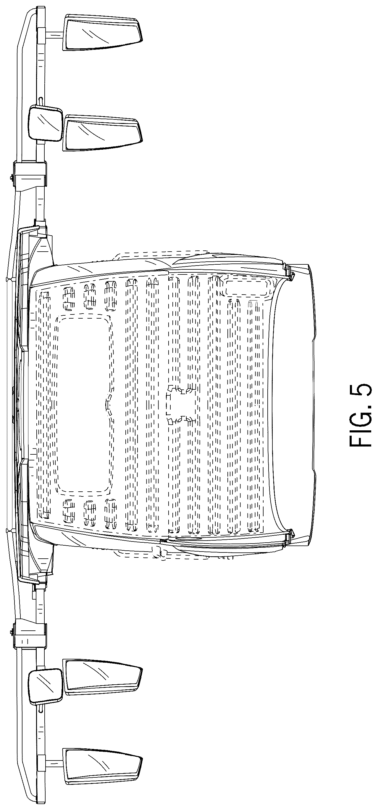 Patent USD1124040 Figure 5 – Operator cabin mirror assembly for work vehicle