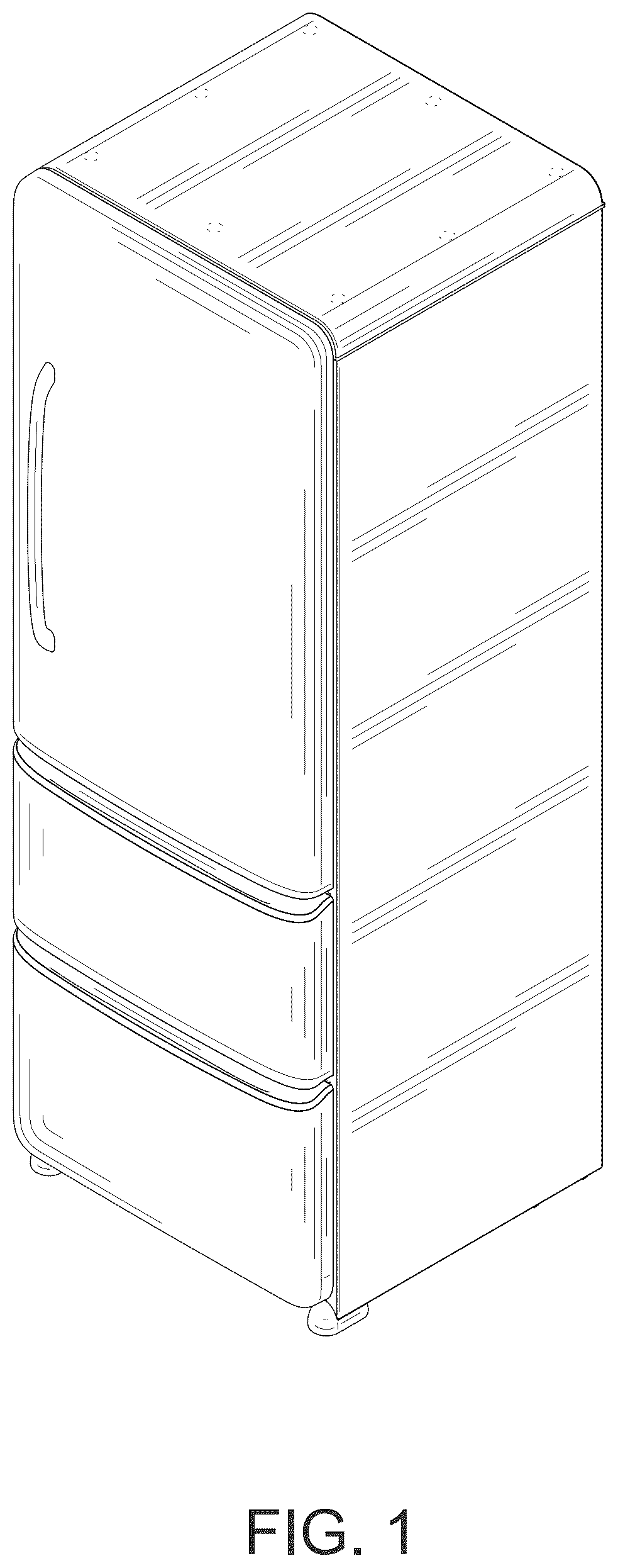 Patent USD1124051 Figure 1 – Refrigerator