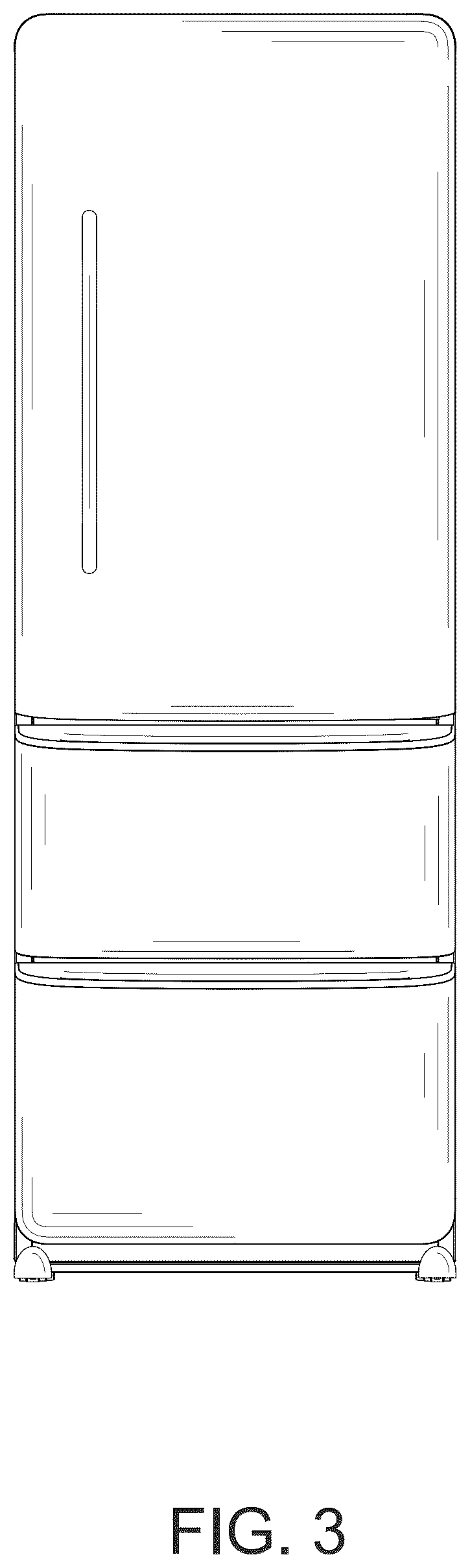 Patent USD1124051 Figure 3 – Refrigerator
