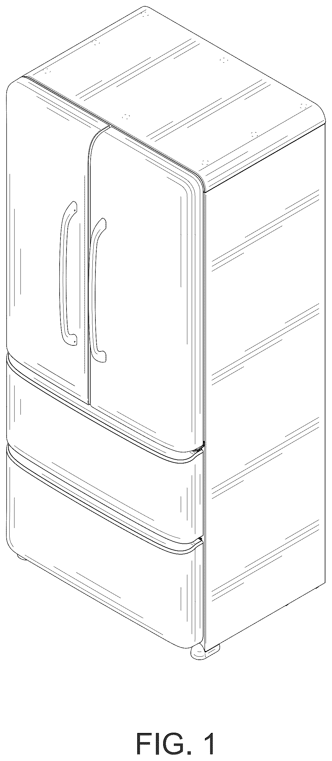 Patent USD1124052 Figure 1 – Refrigerator