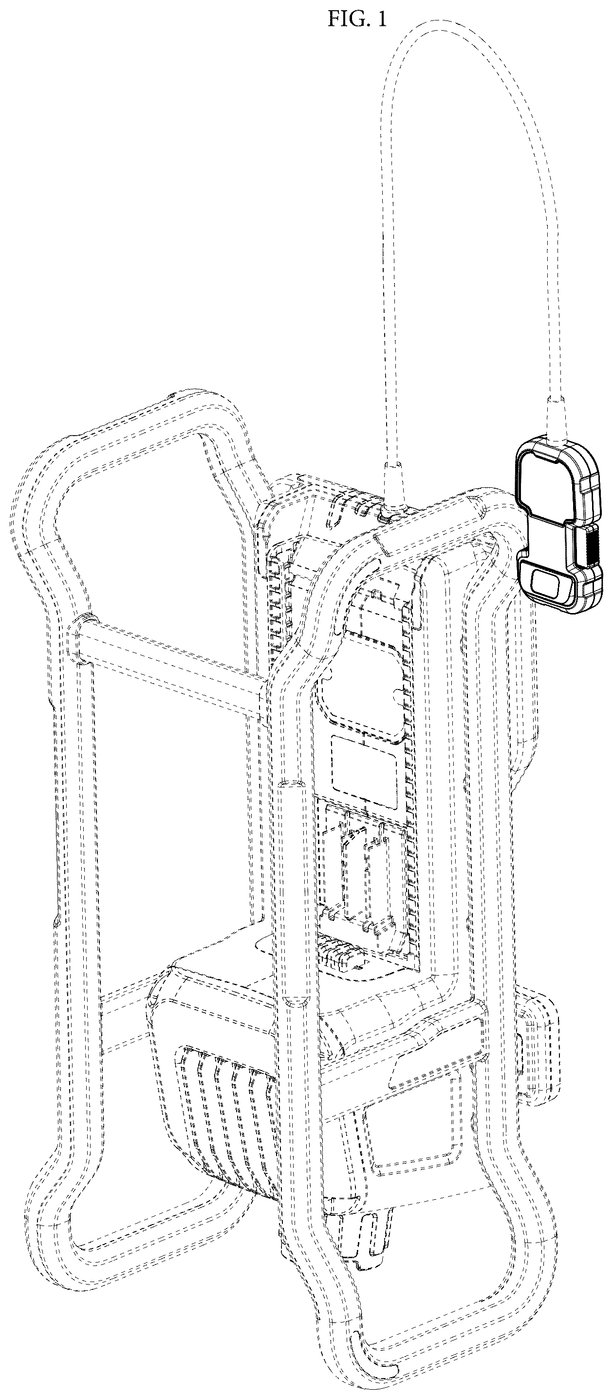 Patent USD1124069 Figure 1 – Concrete vibrator backpack remote